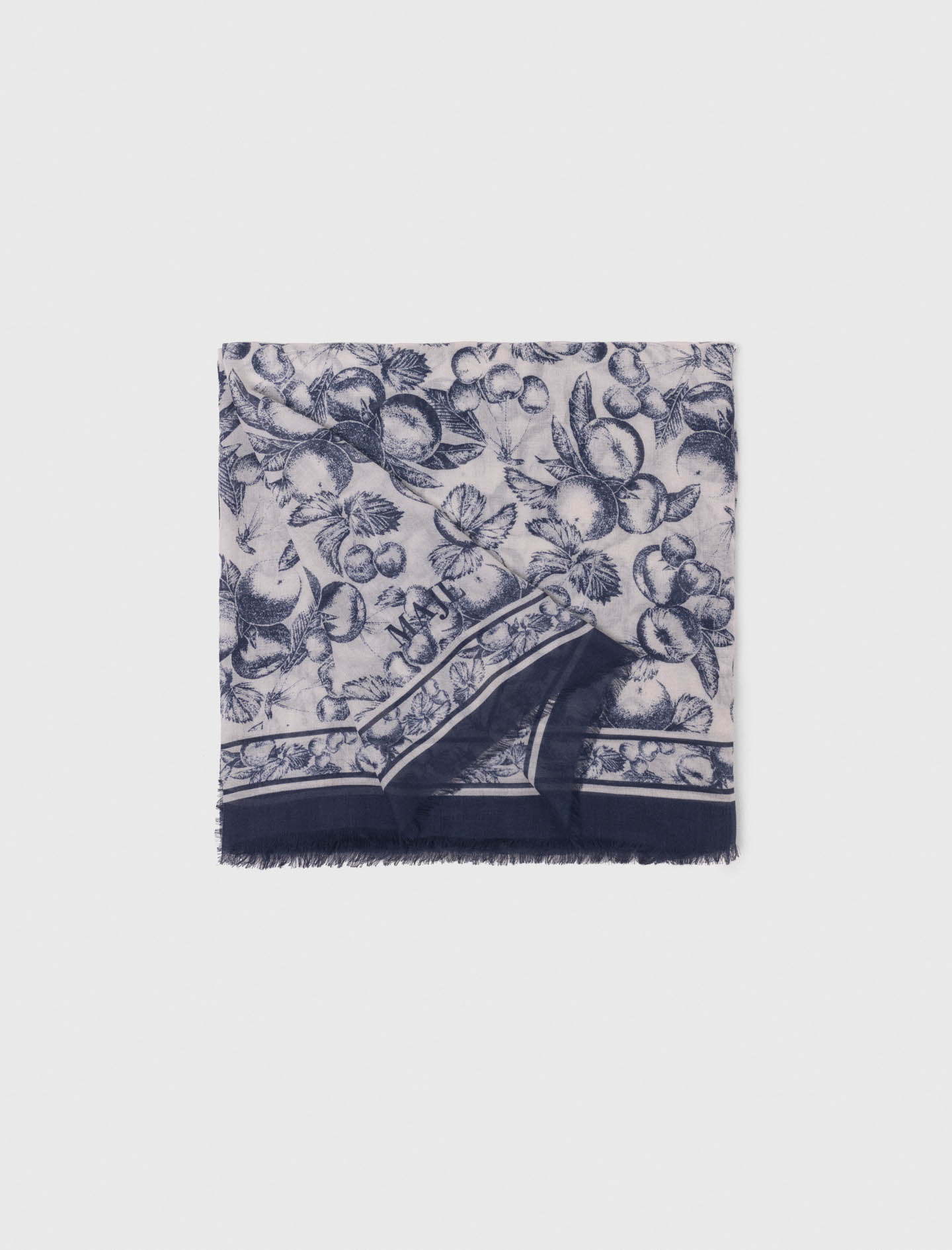 Fruit print shawl - Blue