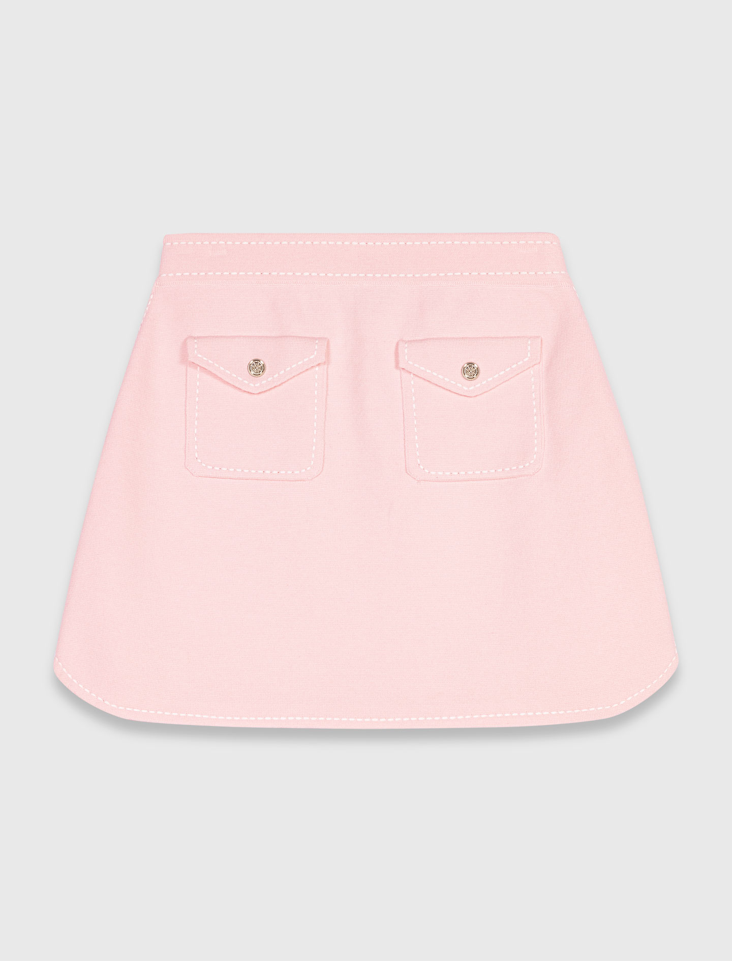 Short topstitched knit skirt - Pink