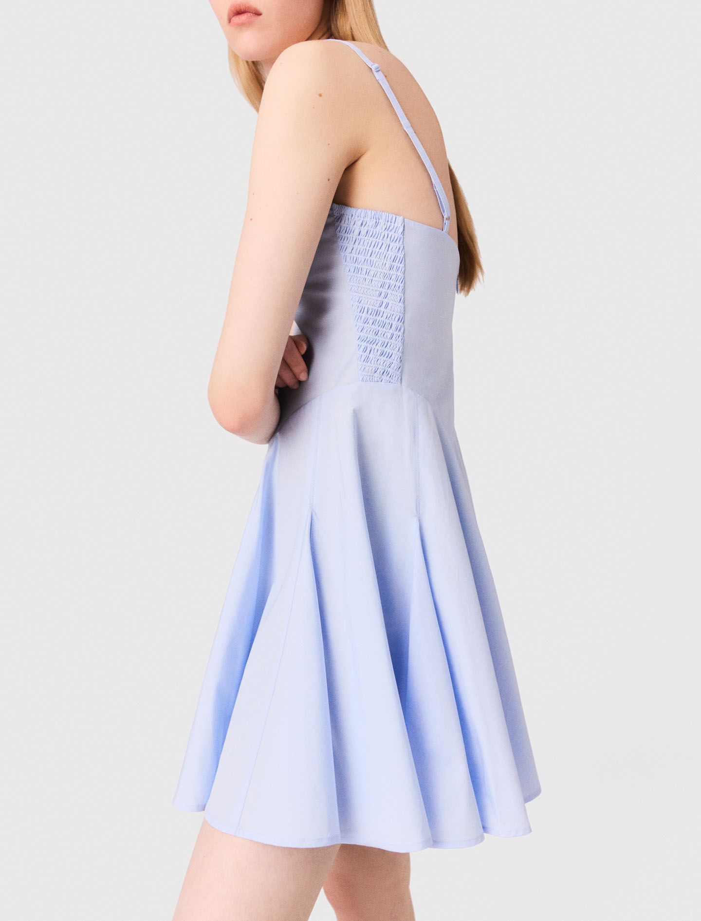 Short cotton babydoll dress - Blue