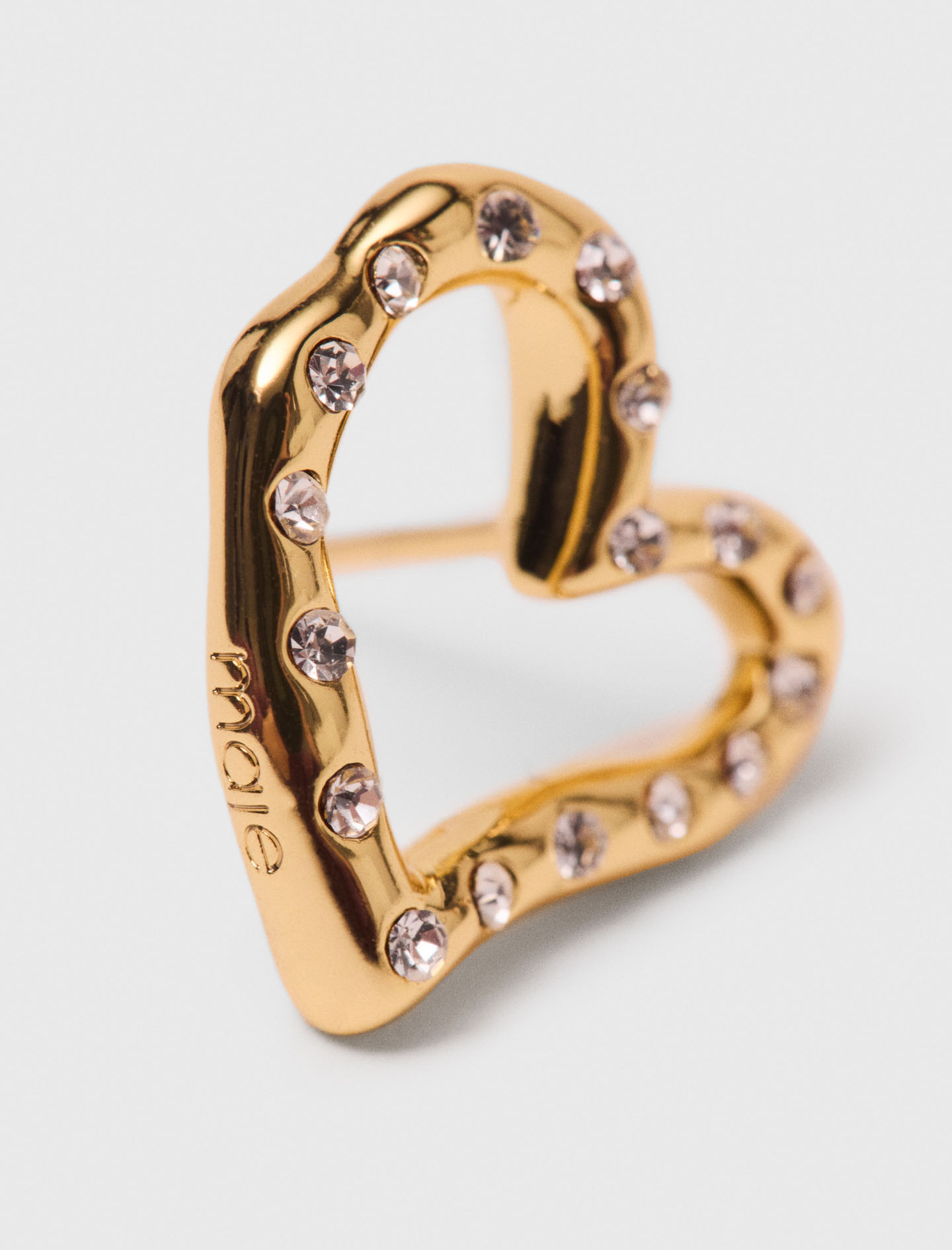 Heart rhinestone stud earrings - Gold