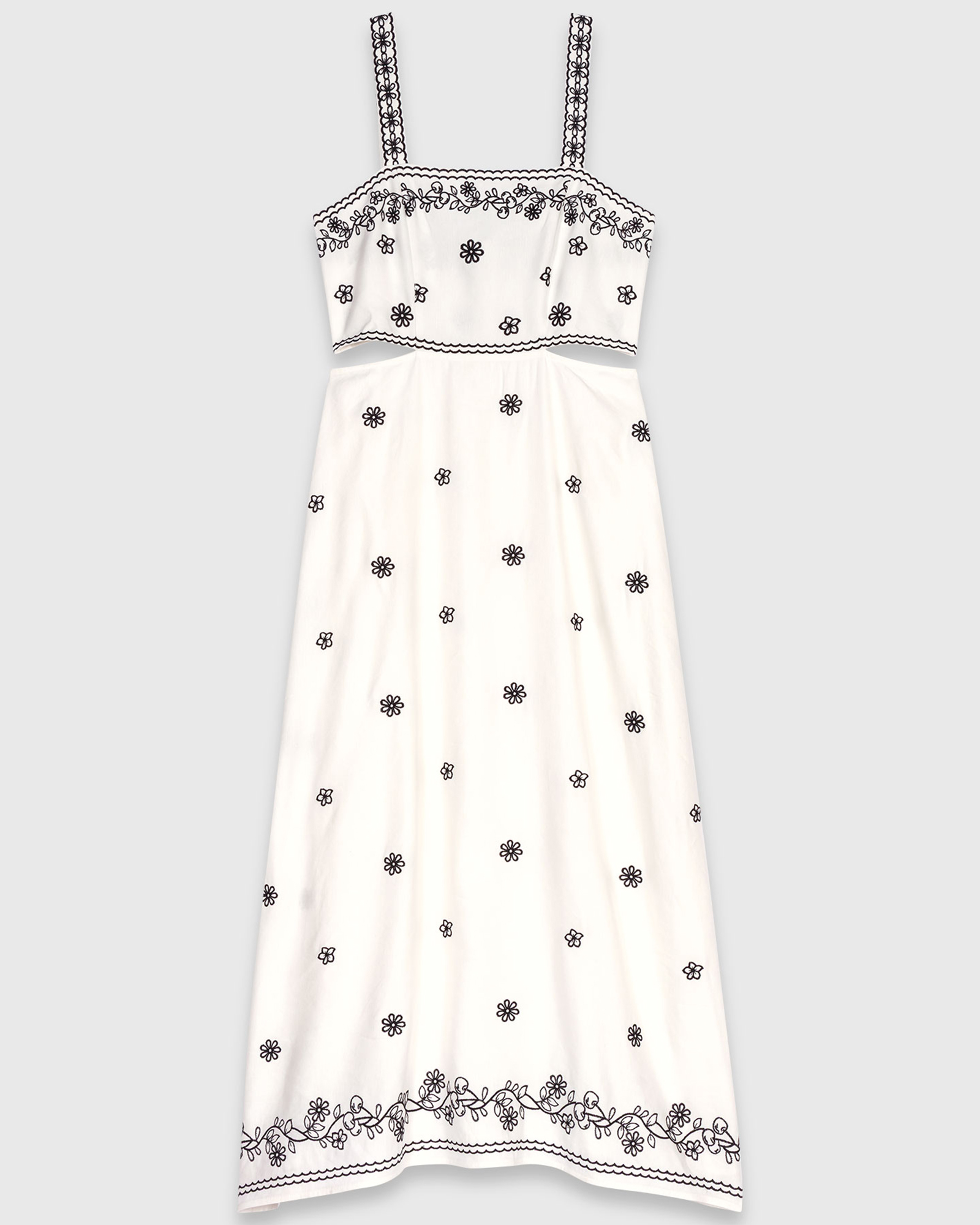 Embroidered cut out maxi dress - Ecru