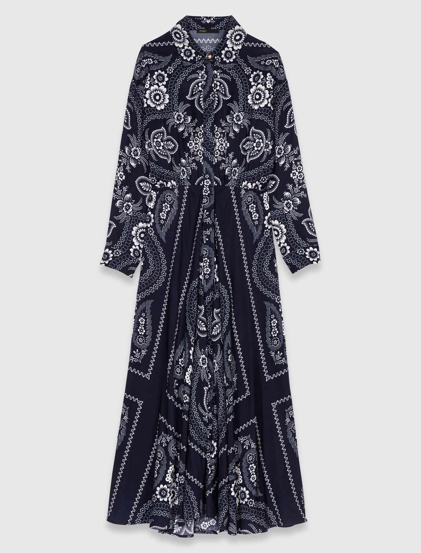 Patterned flowing maxi dress - Navy