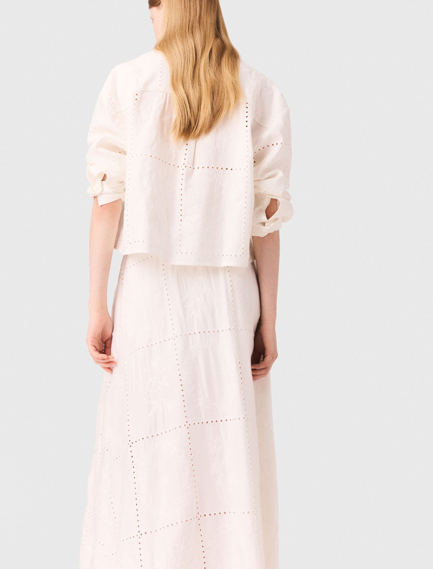 Embroidered midi skirt - White