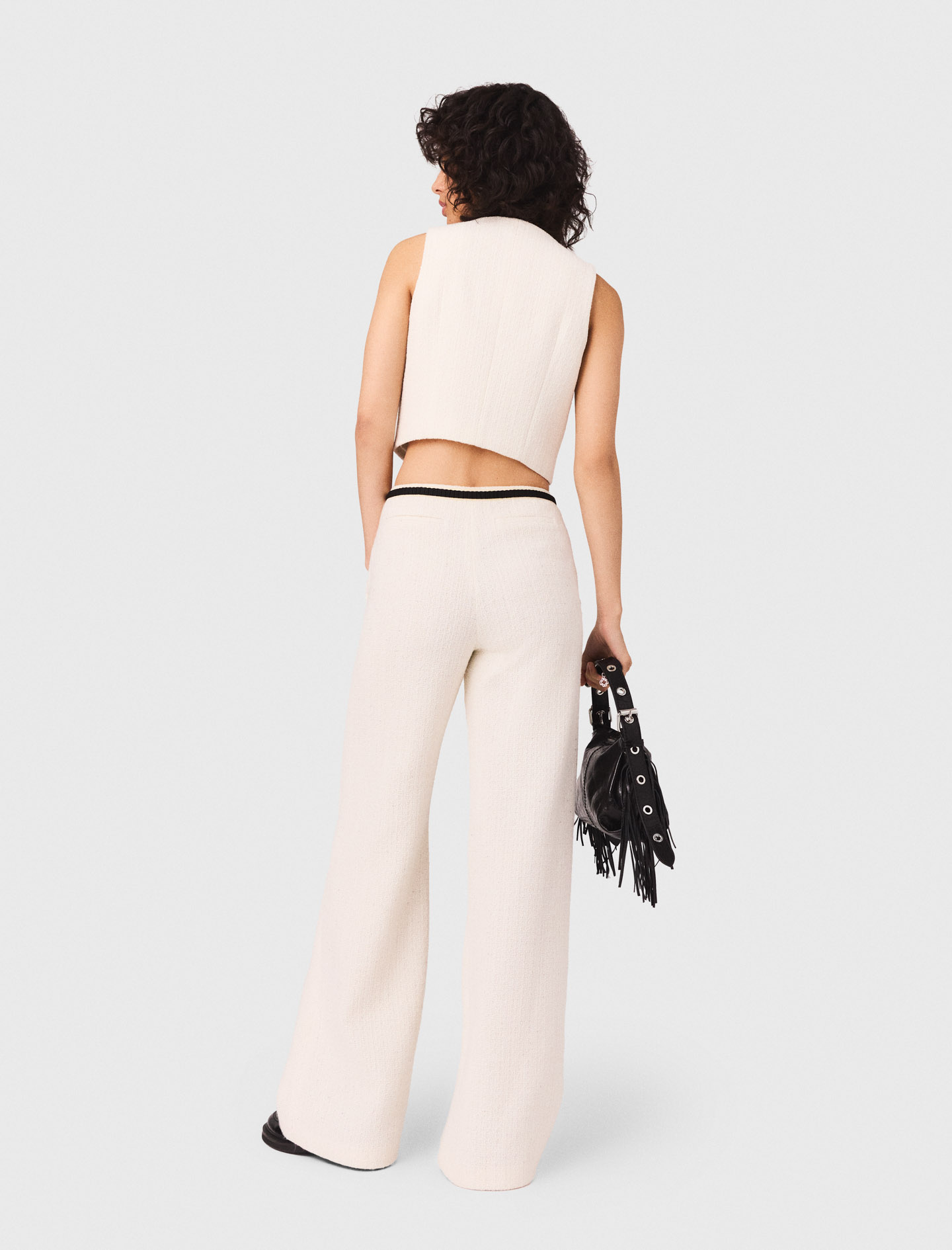 Tweed effect trousers - Ecru