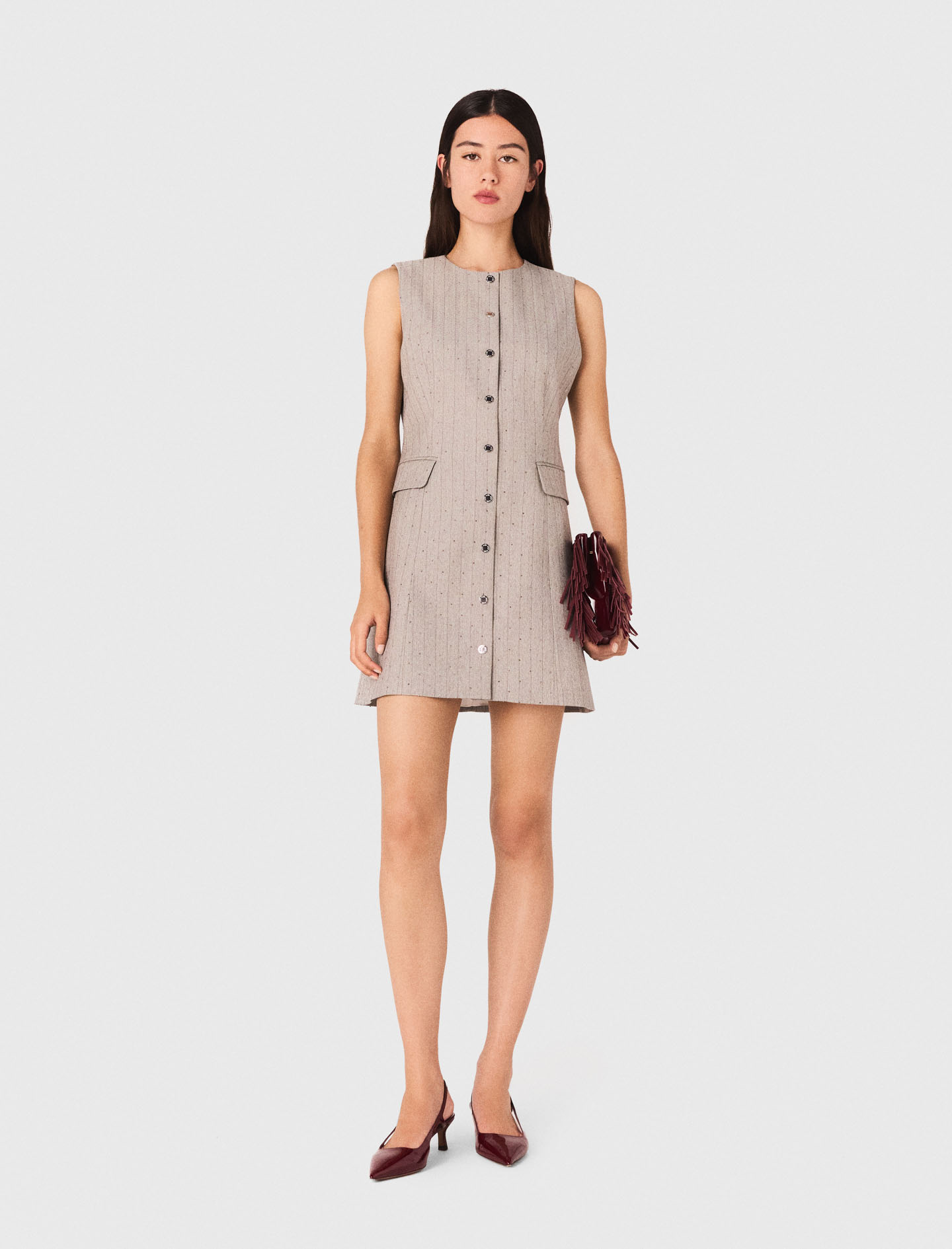 Short rhinestone suit dress - Grey