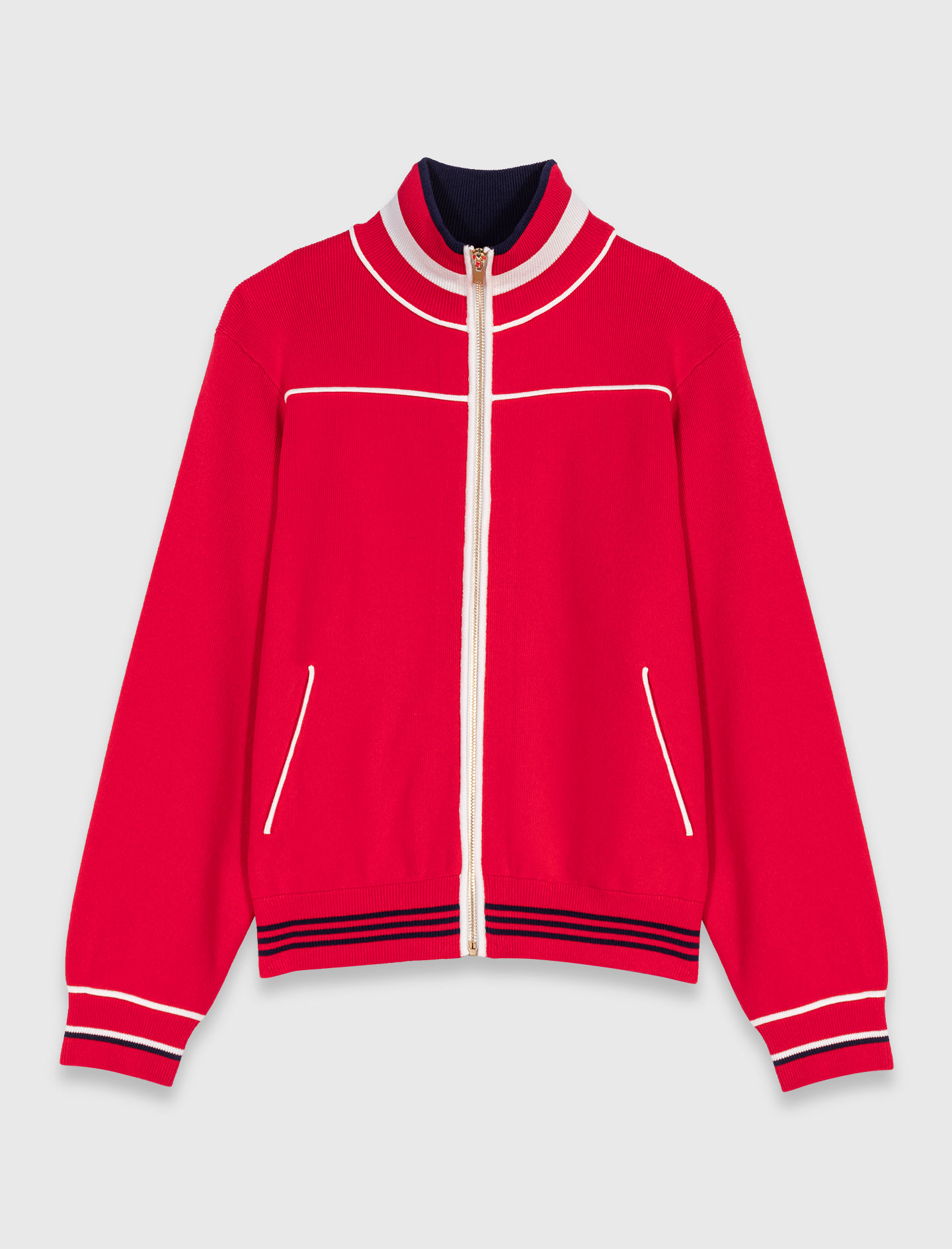 Zipped cardigan with elastic waist - Red