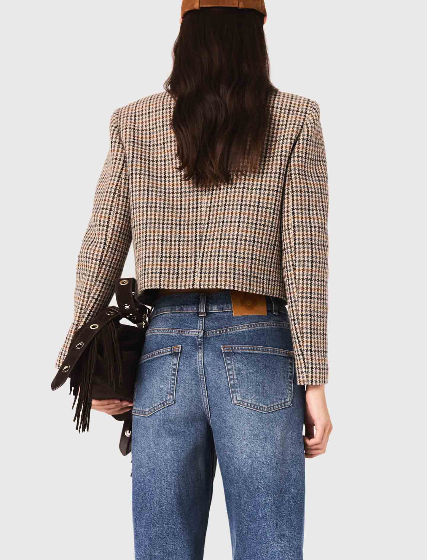 Short checked jacket - Beige
