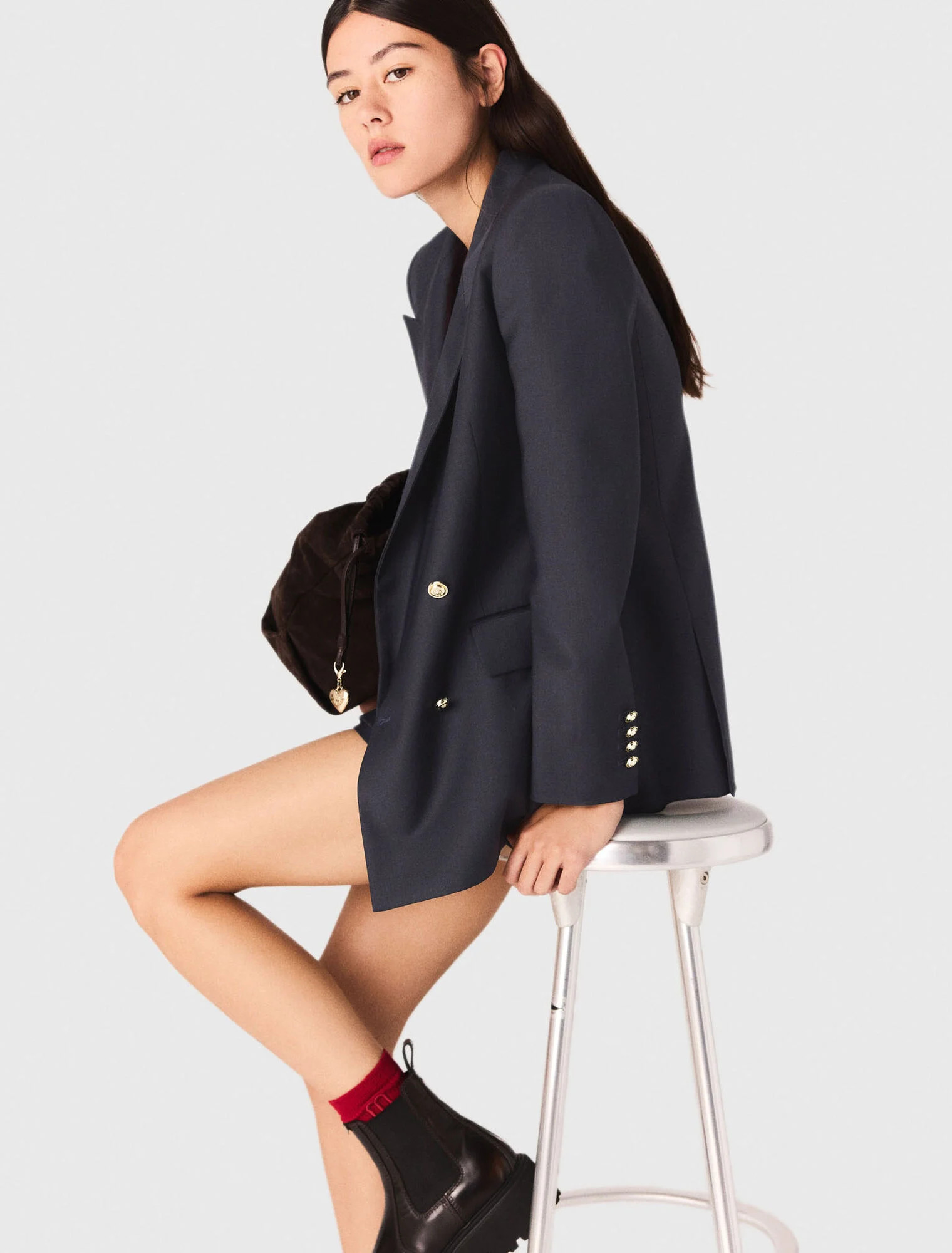 Suit jacket with gold buttons - Navy