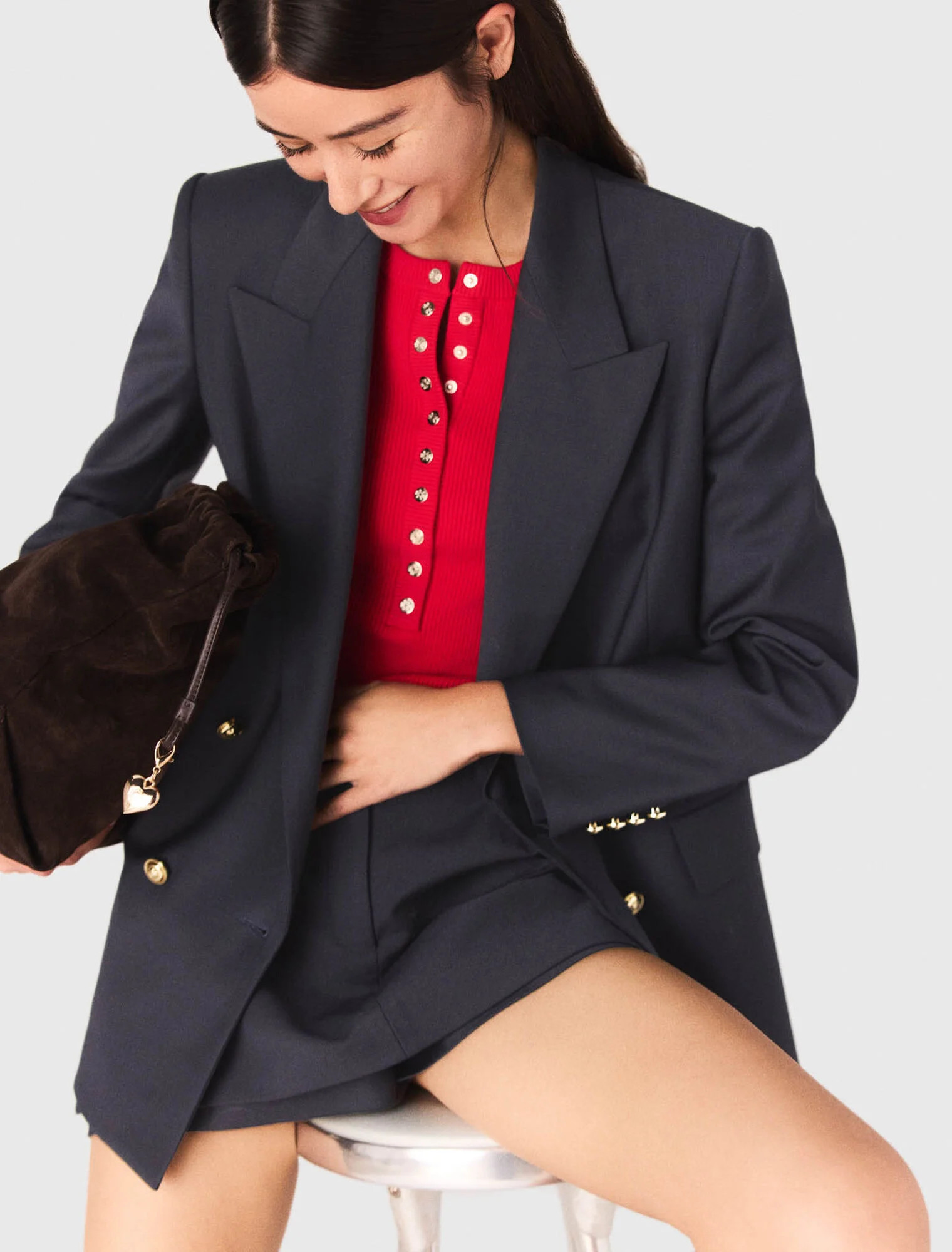 Suit jacket with gold buttons - Navy