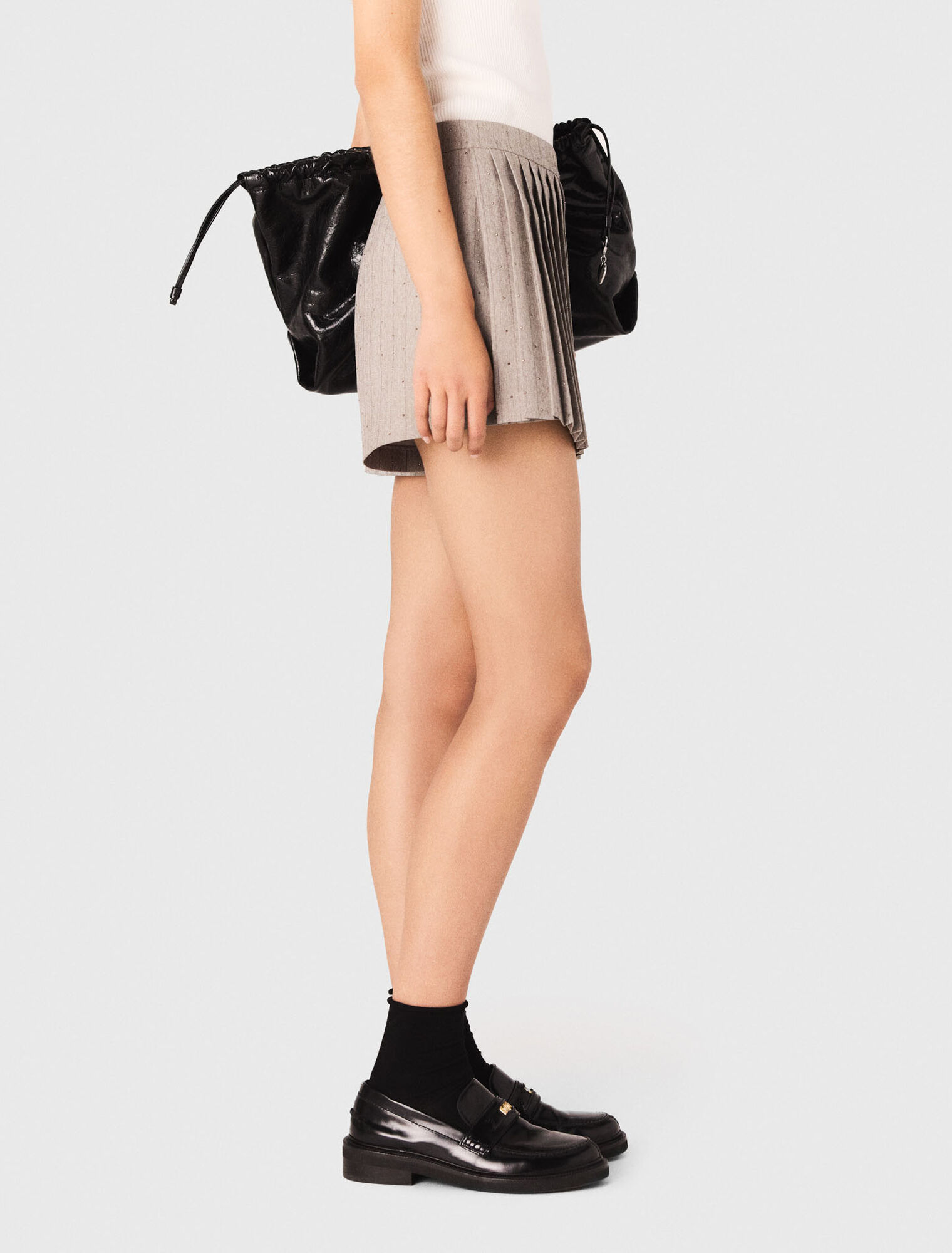 Pleated rhinestone skort - Grey