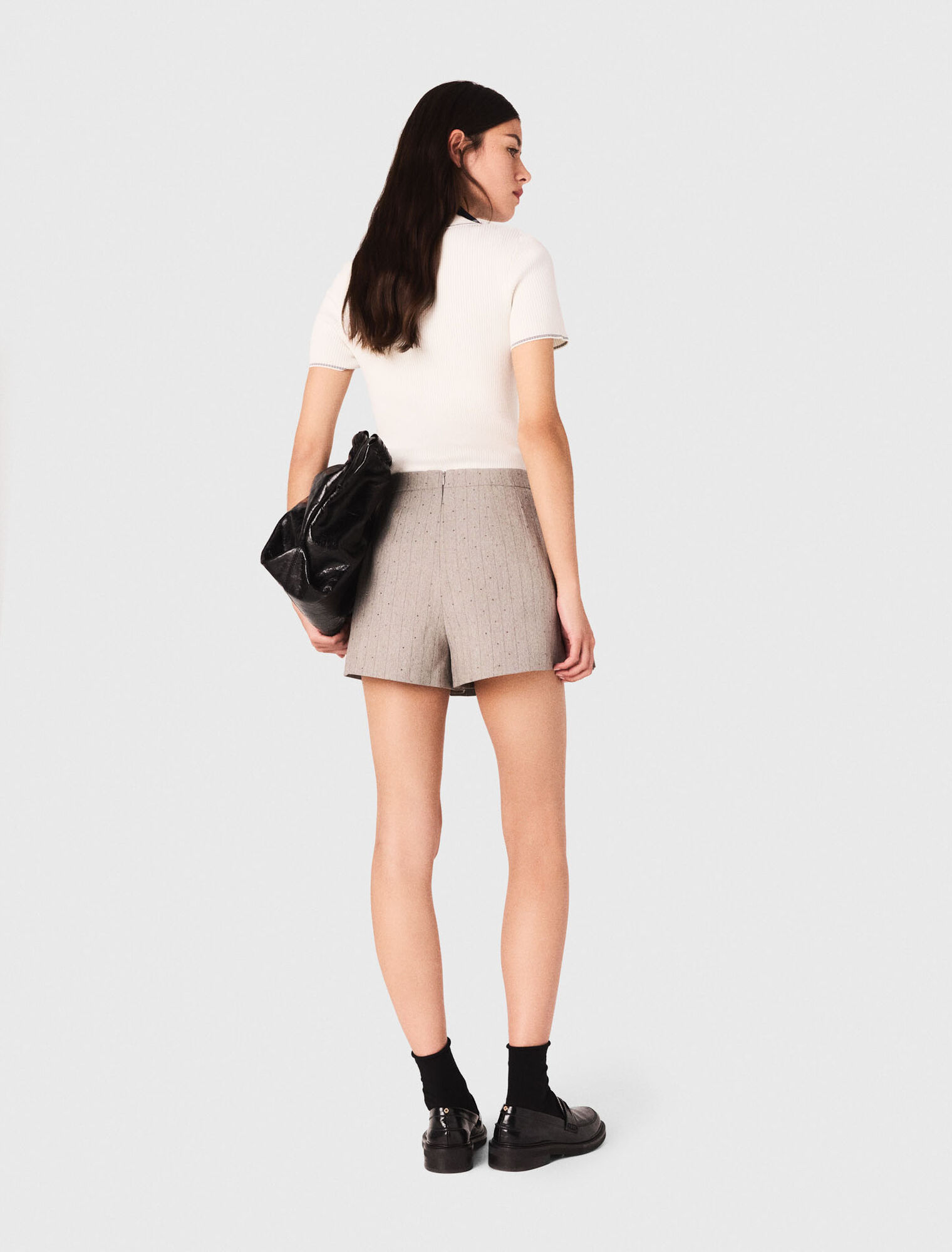 Pleated rhinestone skort - Grey