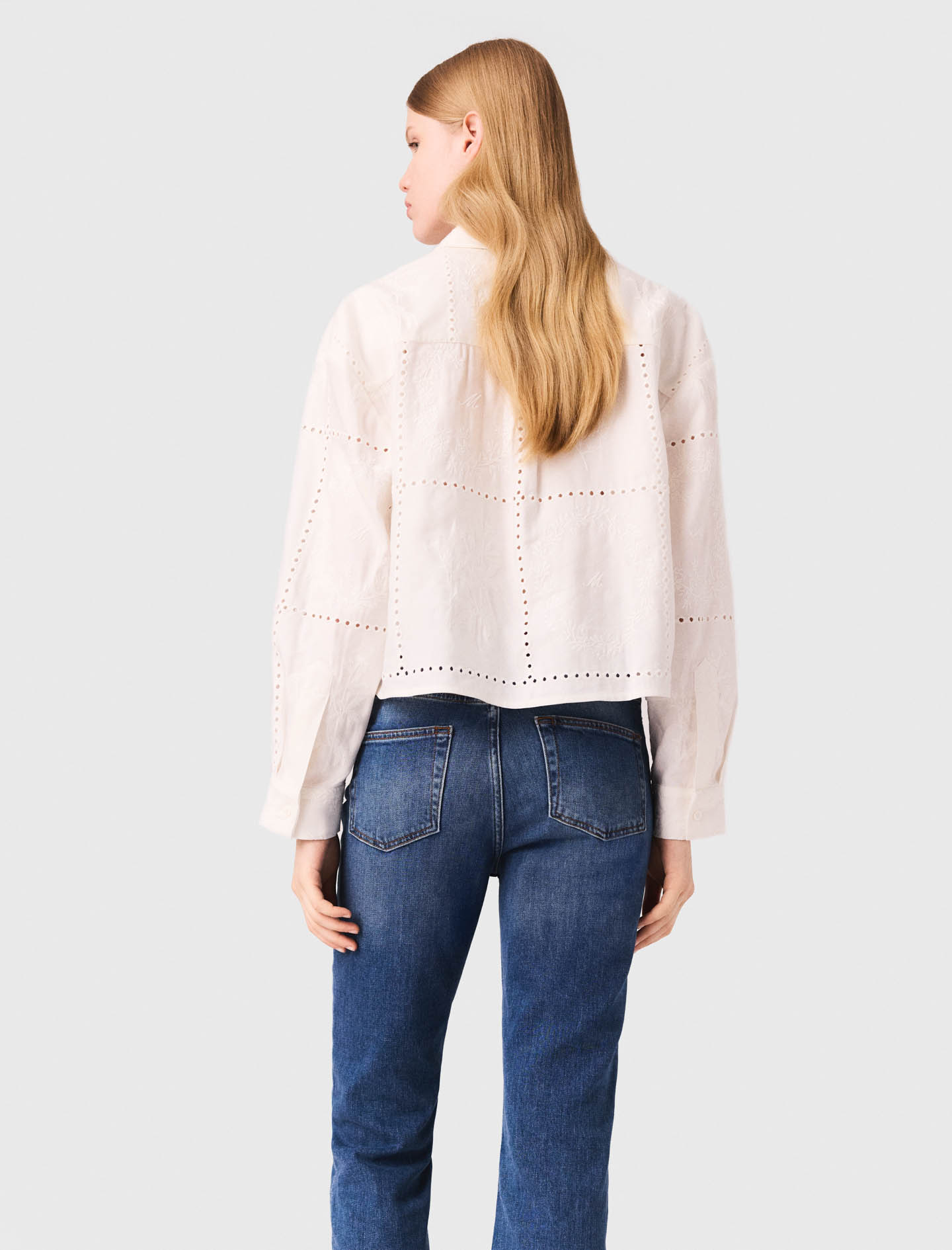 Short embroidered shirt - White