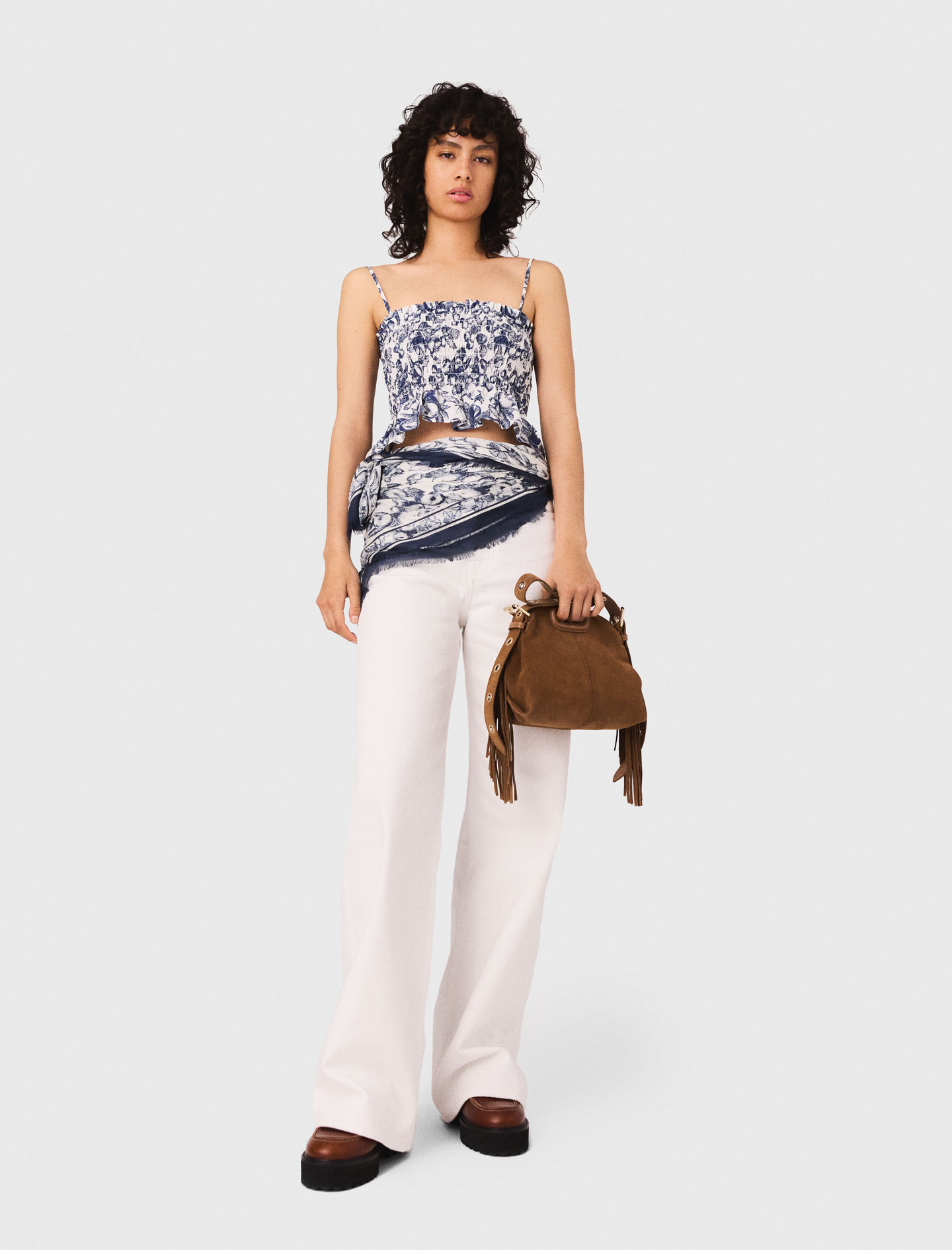 Printed smocked top - Blue