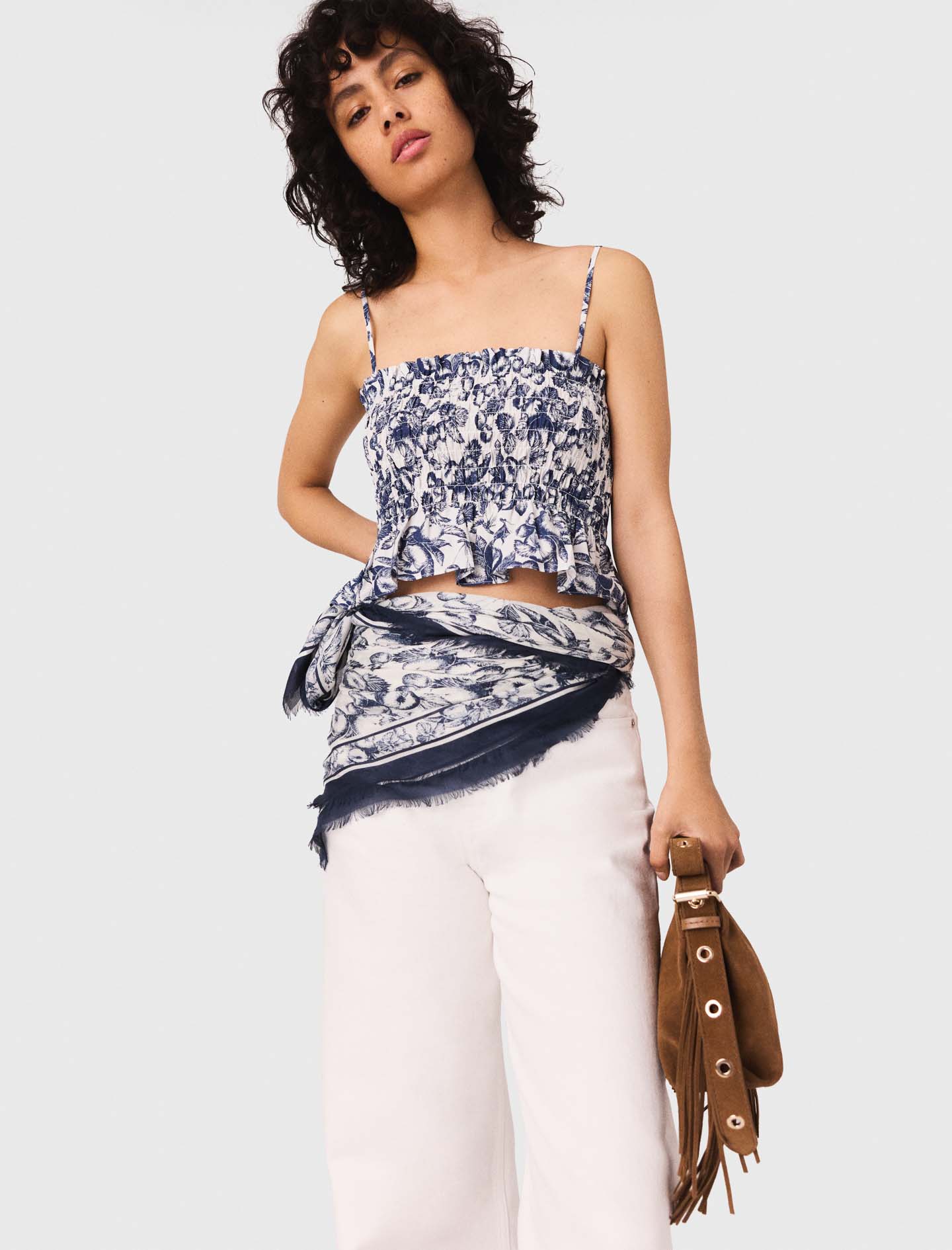 Printed smocked top - Blue