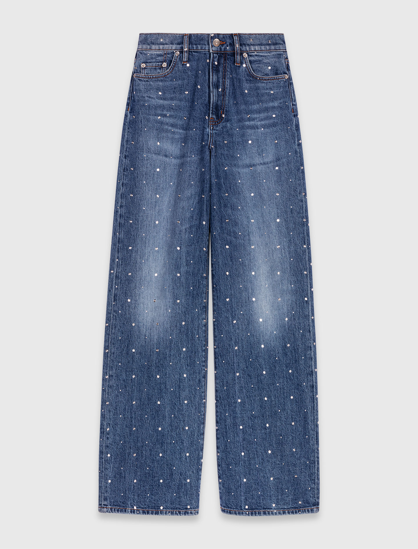 Wide leg denim jeans with studs - Blue