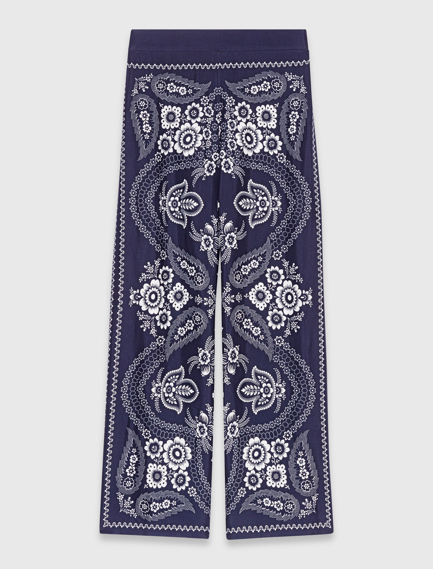 Flowing paisley print trousers - Navy