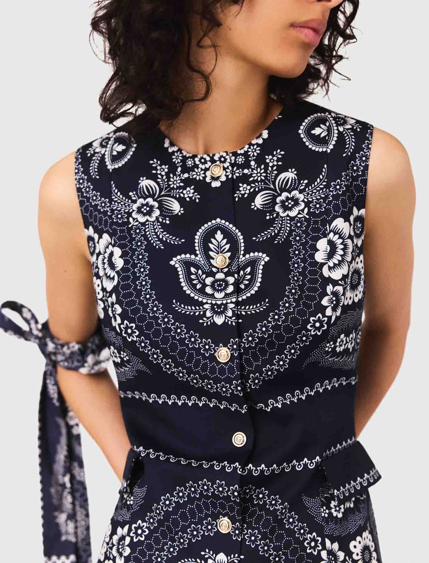 Patterned shift dress - Navy