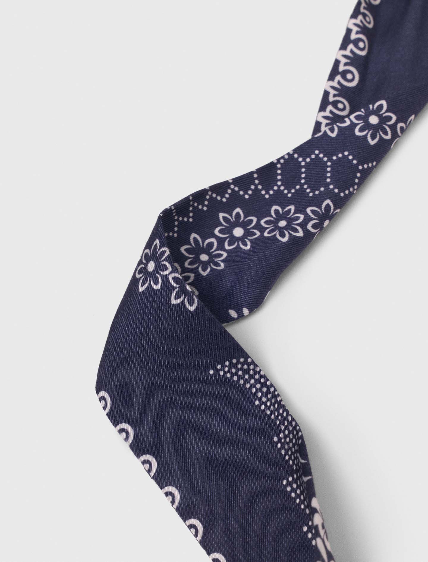 Printed scrunchie with twill - Navy
