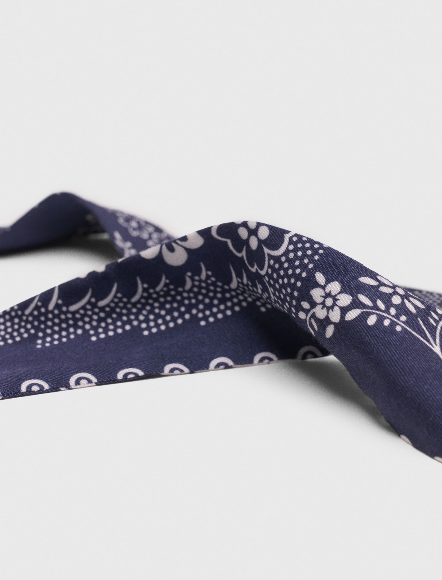 Printed scrunchie with twill - Navy