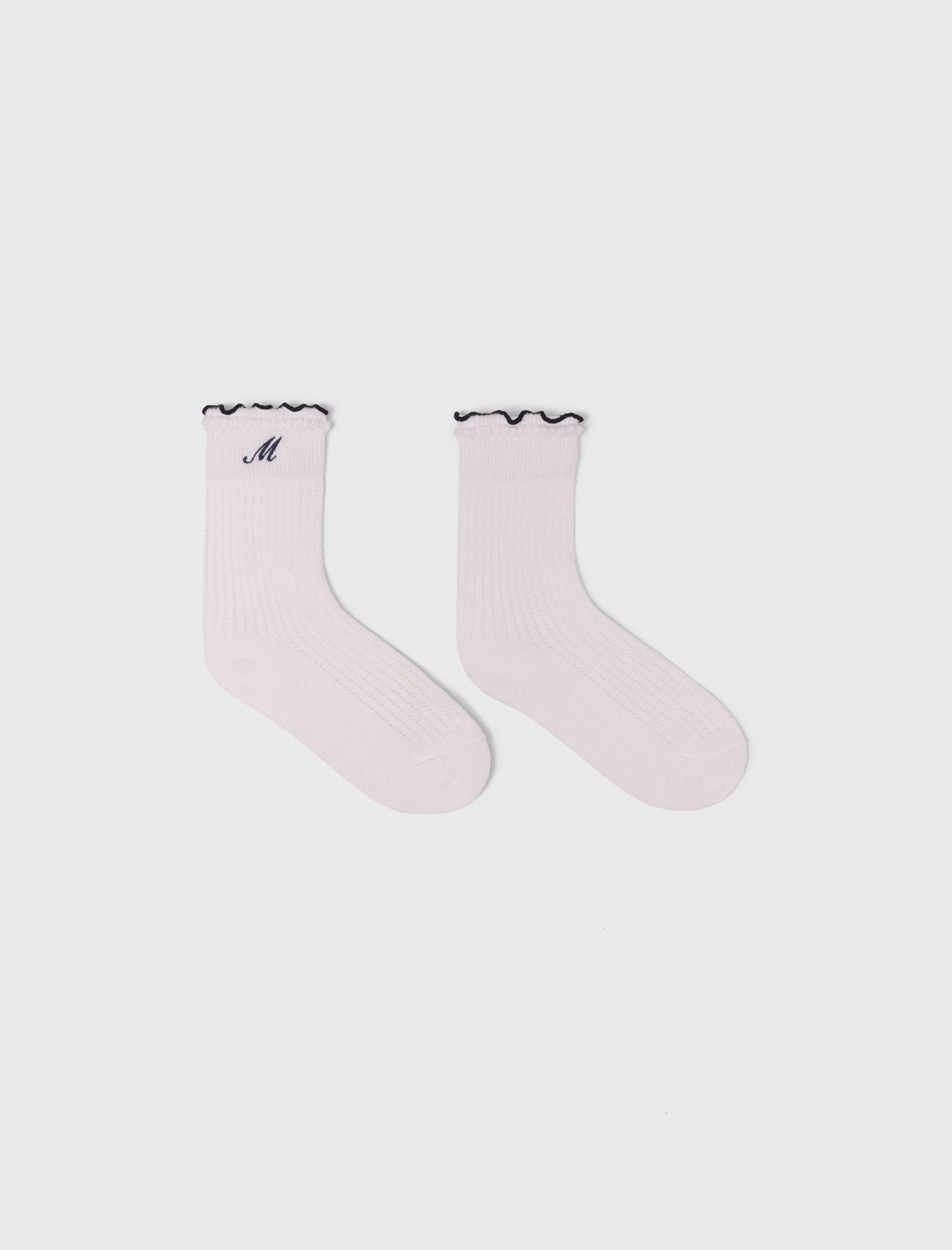 Cotton pointelle socks - White