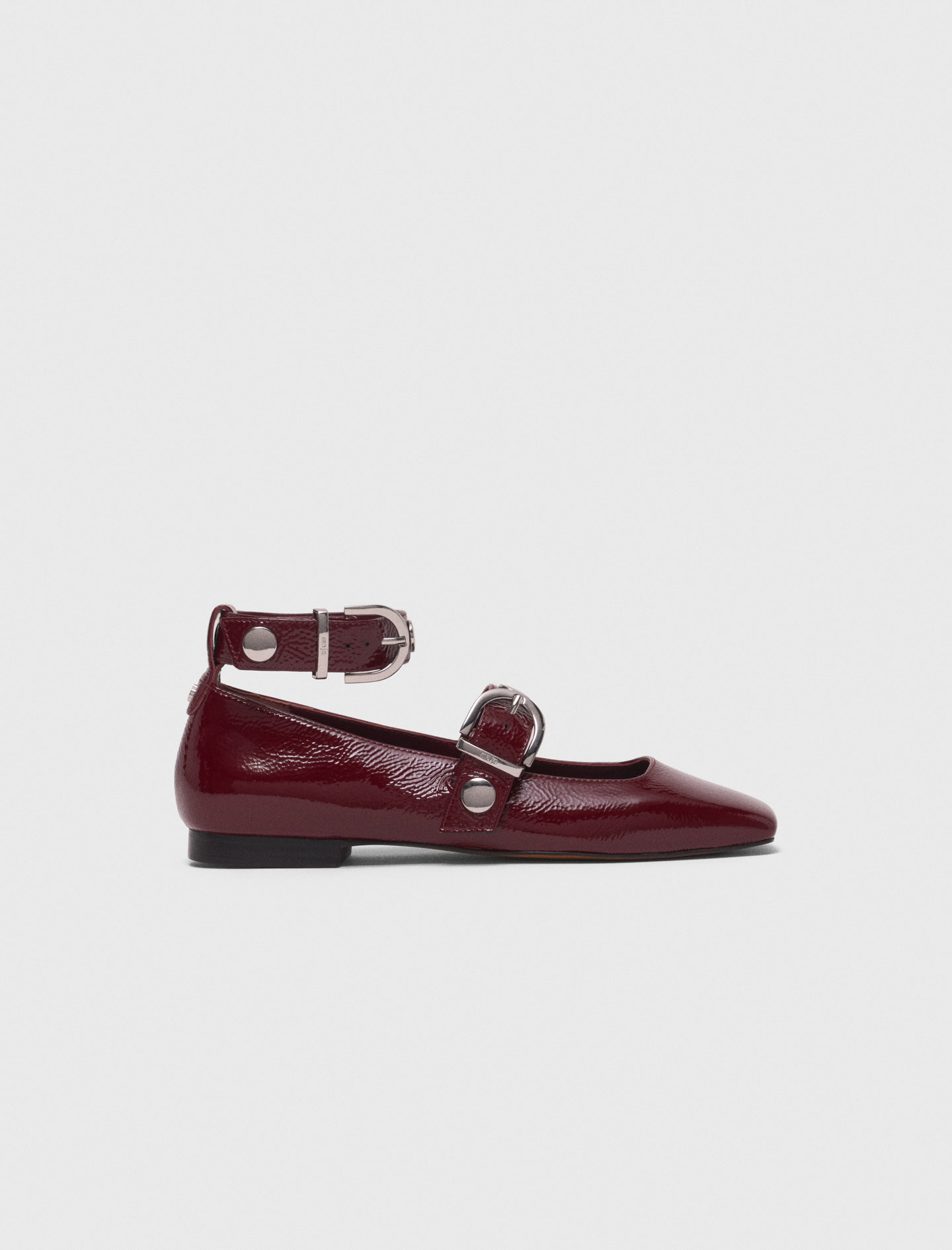 Studded leather Mary Janes - Bordeaux