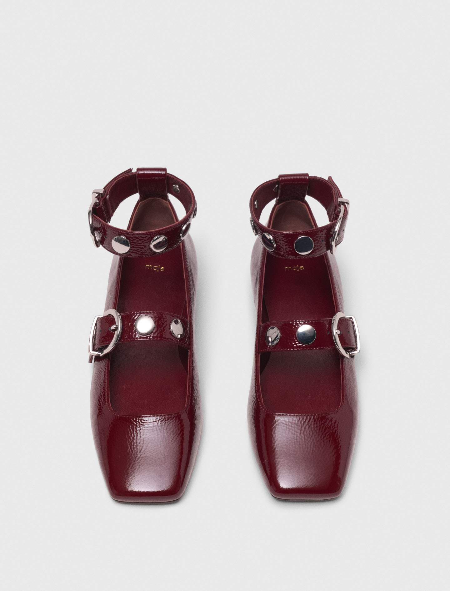 Studded leather Mary Janes - Bordeaux