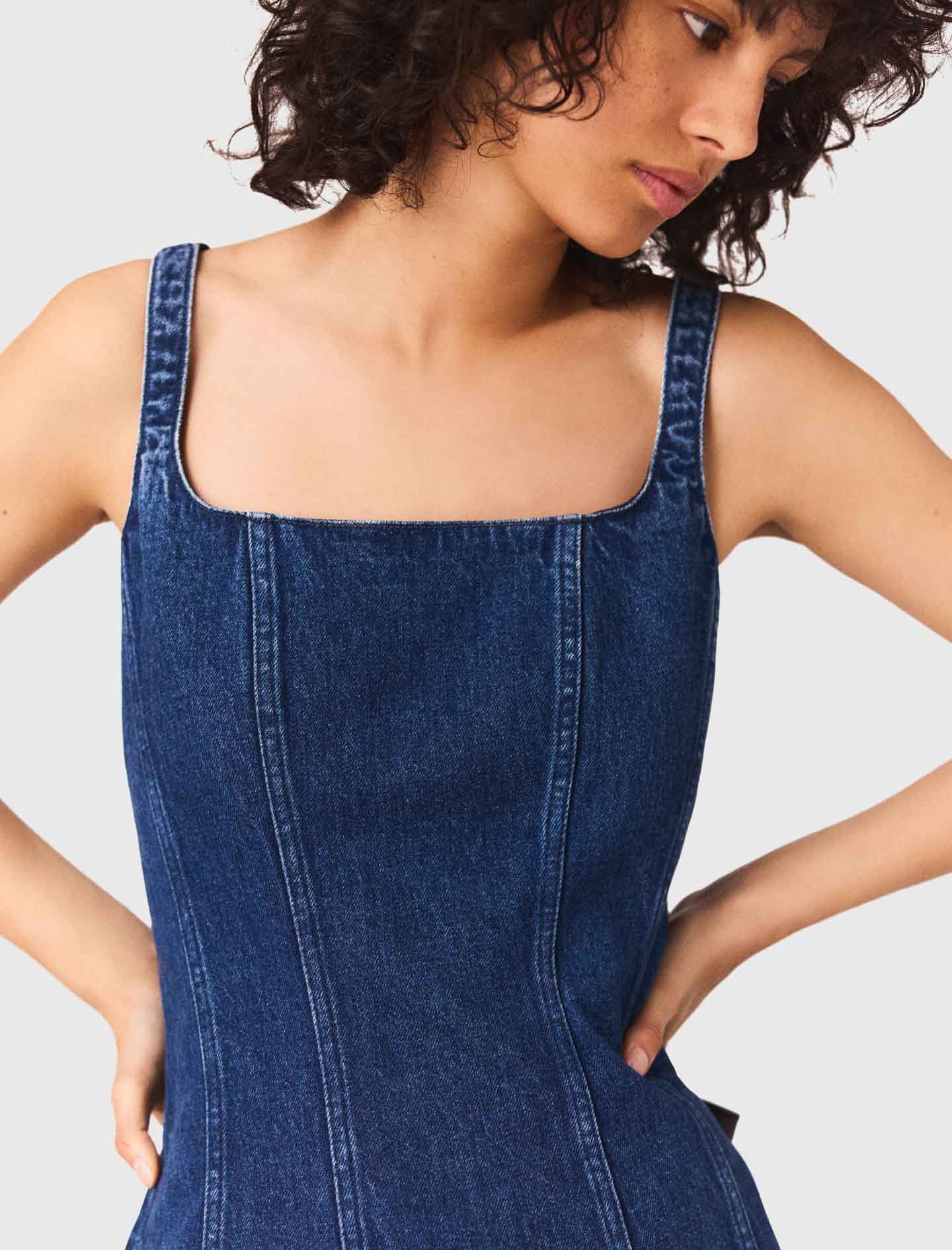 Short denim skater dress - Denim