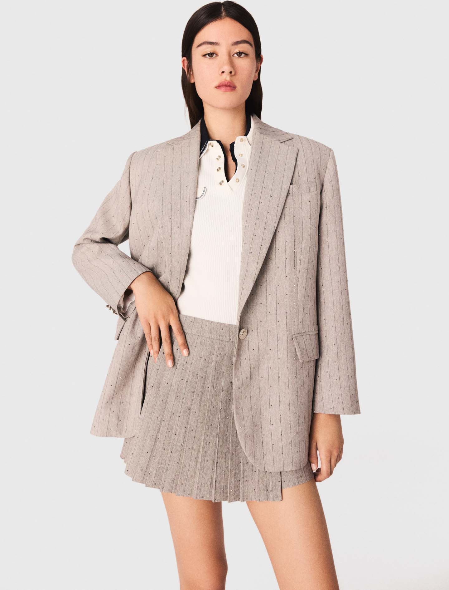 Rhinestone suit jacket - Grey