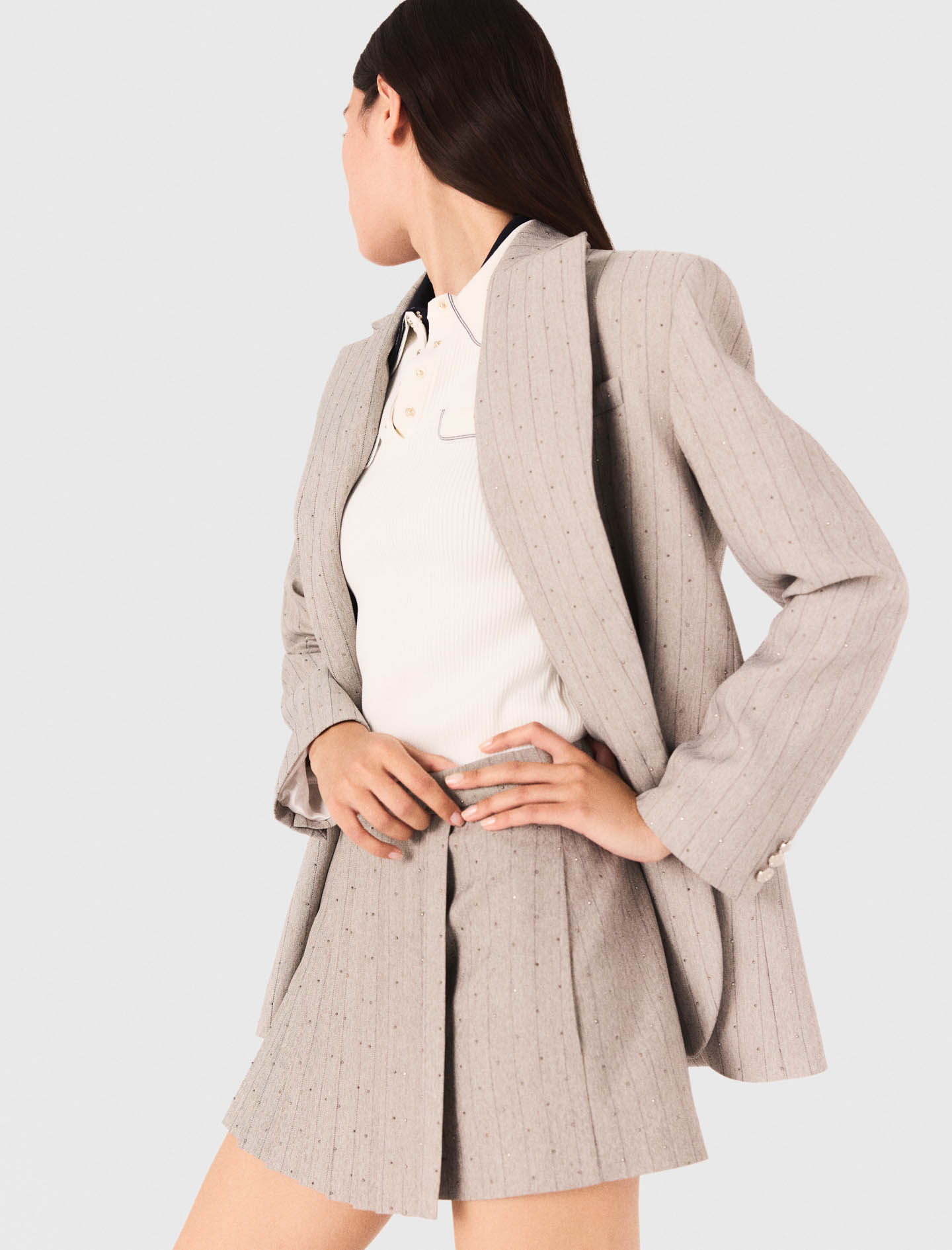 Rhinestone suit jacket - Grey