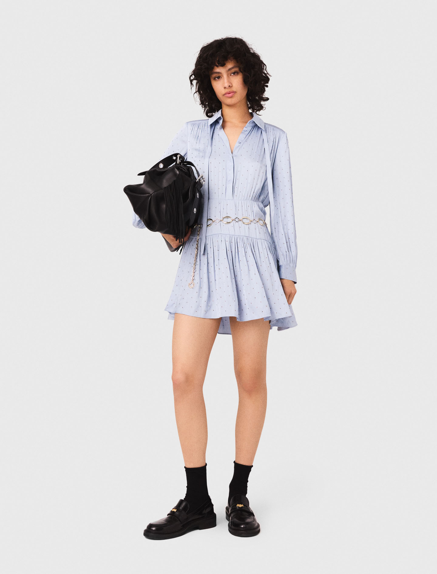 Satinette Shirt Dress - Blue