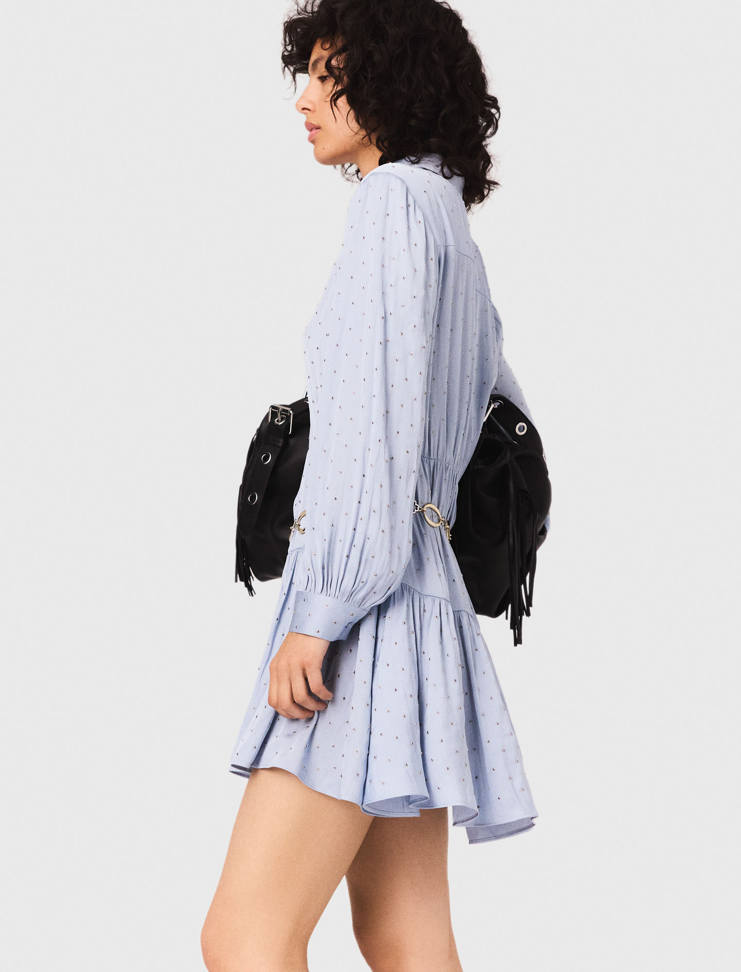 Satinette Shirt Dress - Blue
