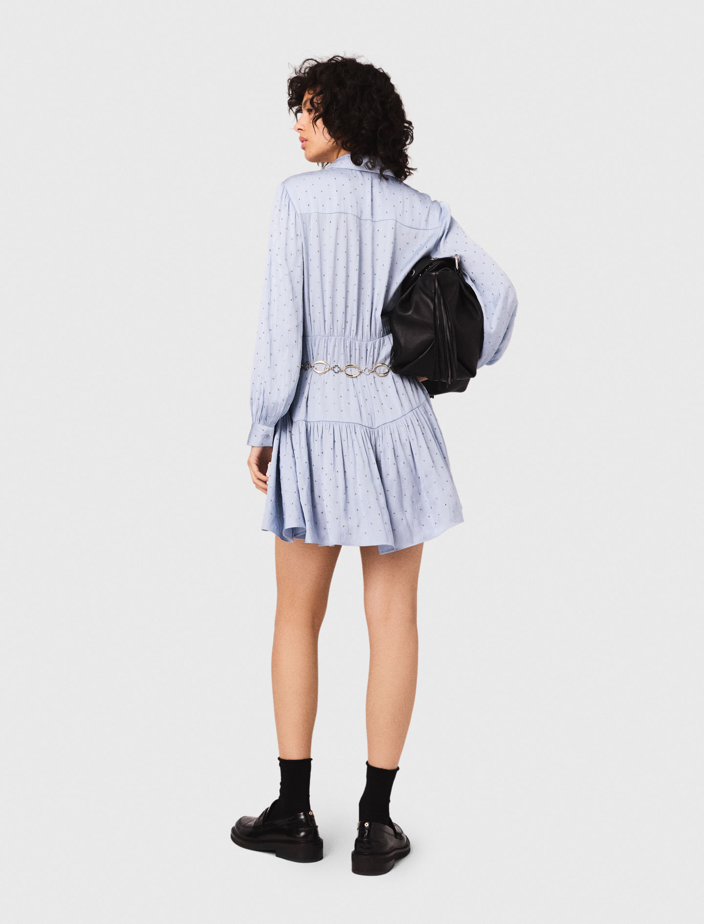 Satinette Shirt Dress - Blue