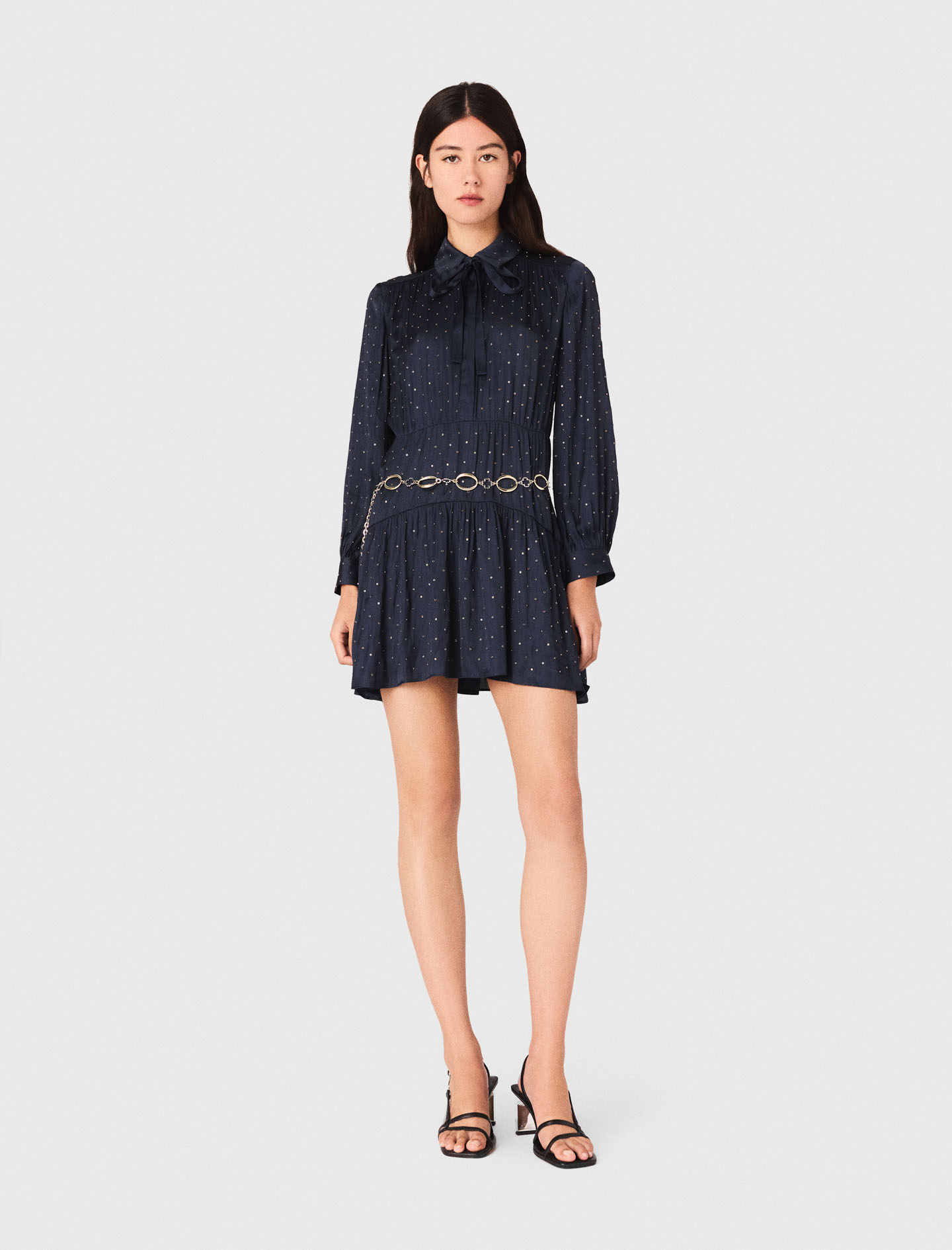 Satinette Shirt Dress - Navy