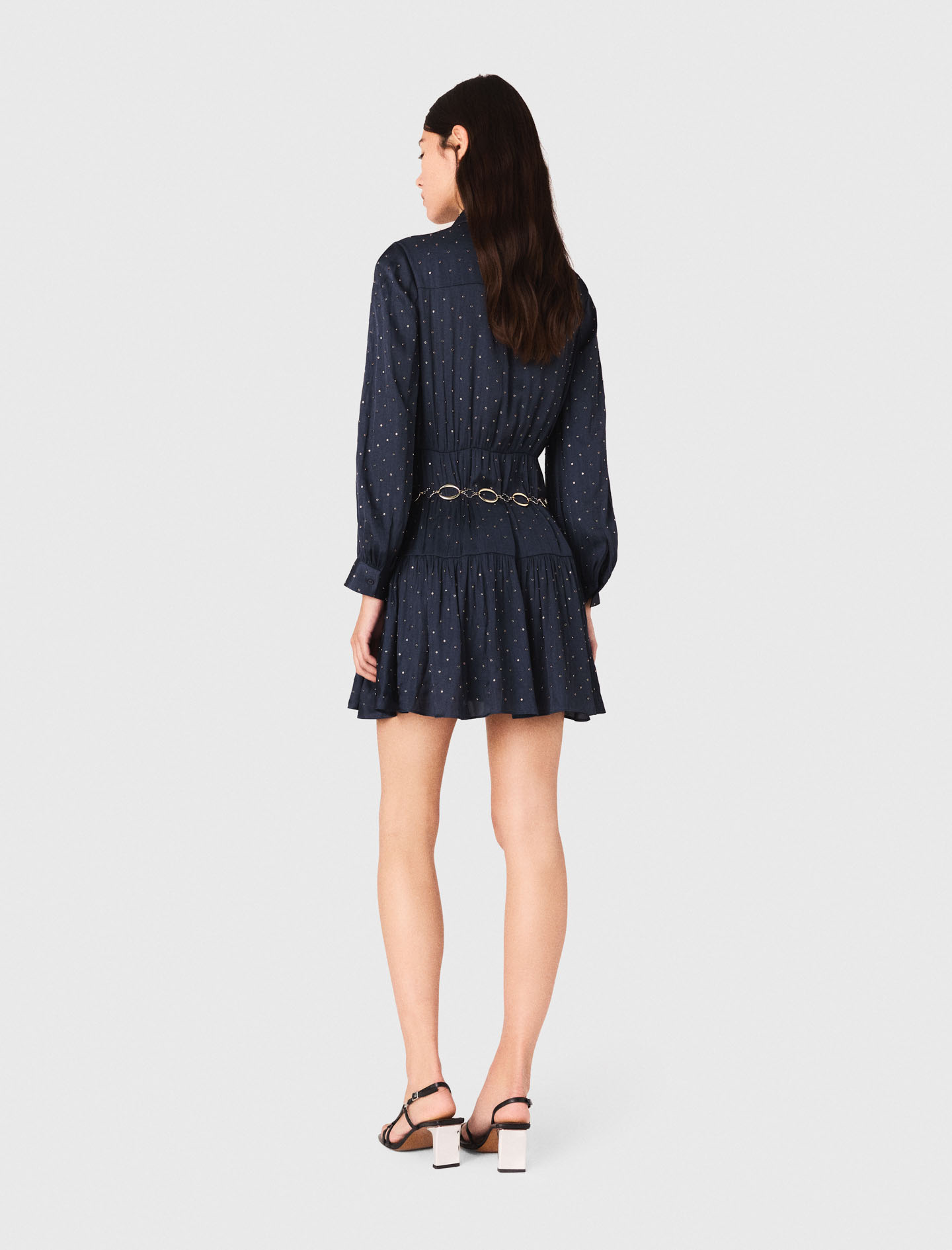 Satinette Shirt Dress - Navy