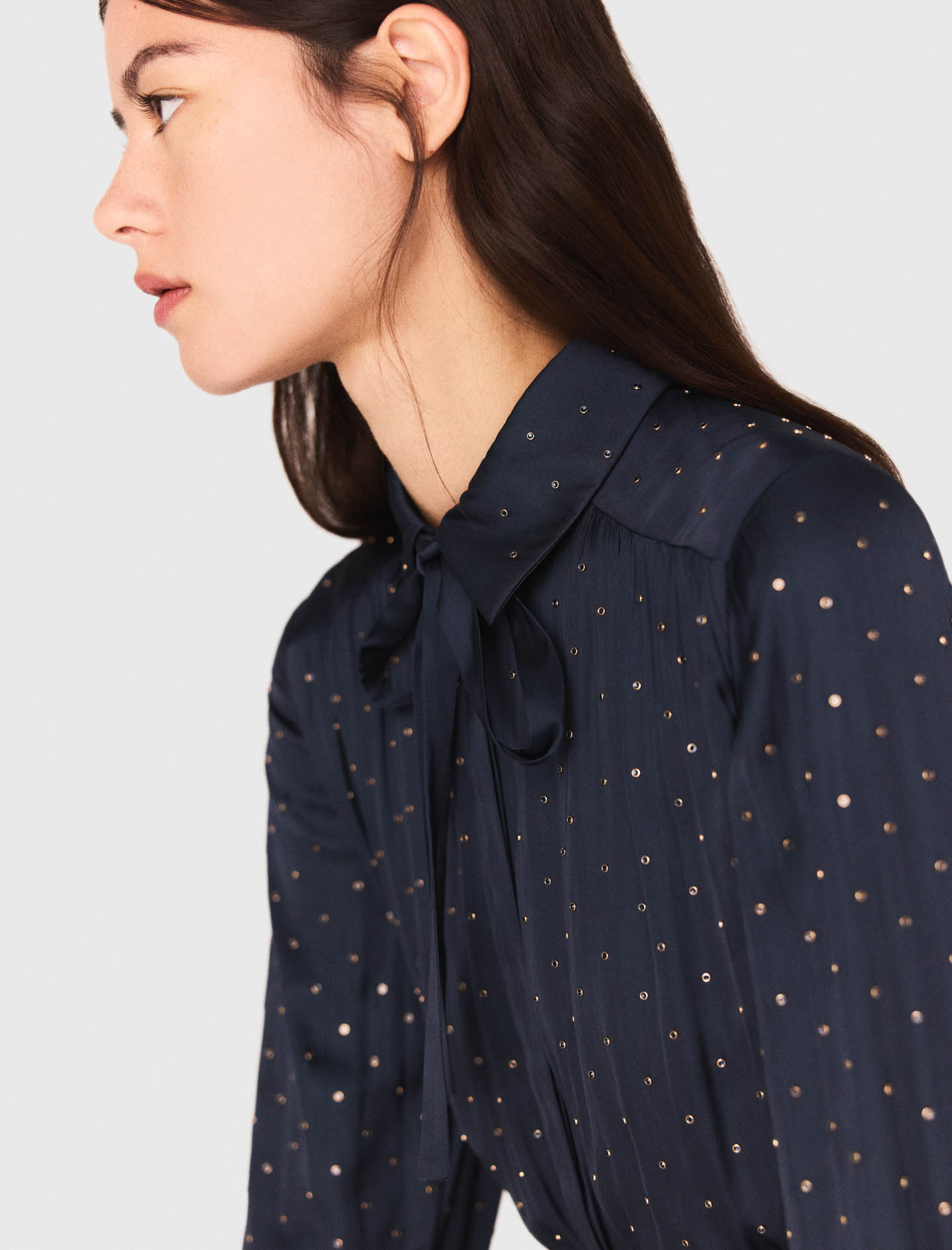 Satinette Shirt Dress - Navy