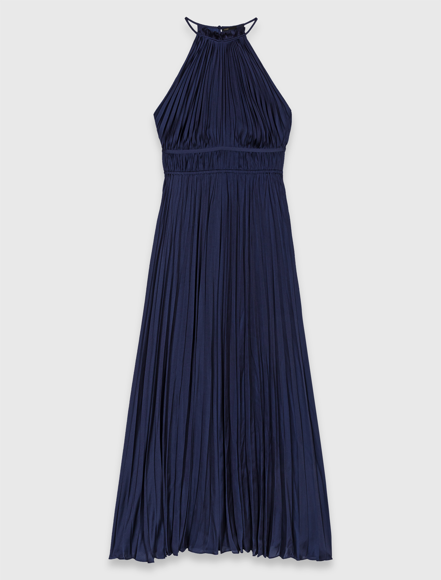 Pleated satin maxi dress - Navy