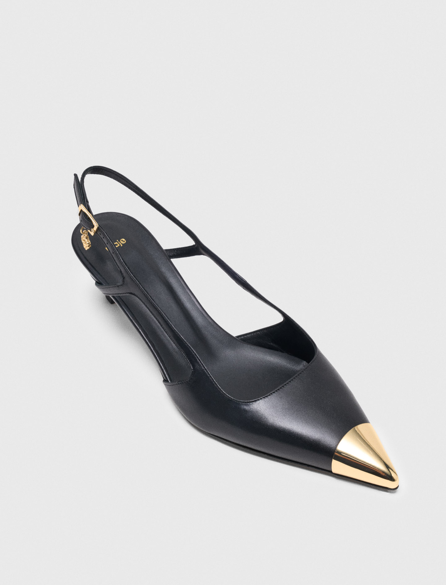 Smooth leather slingback pumps - Black