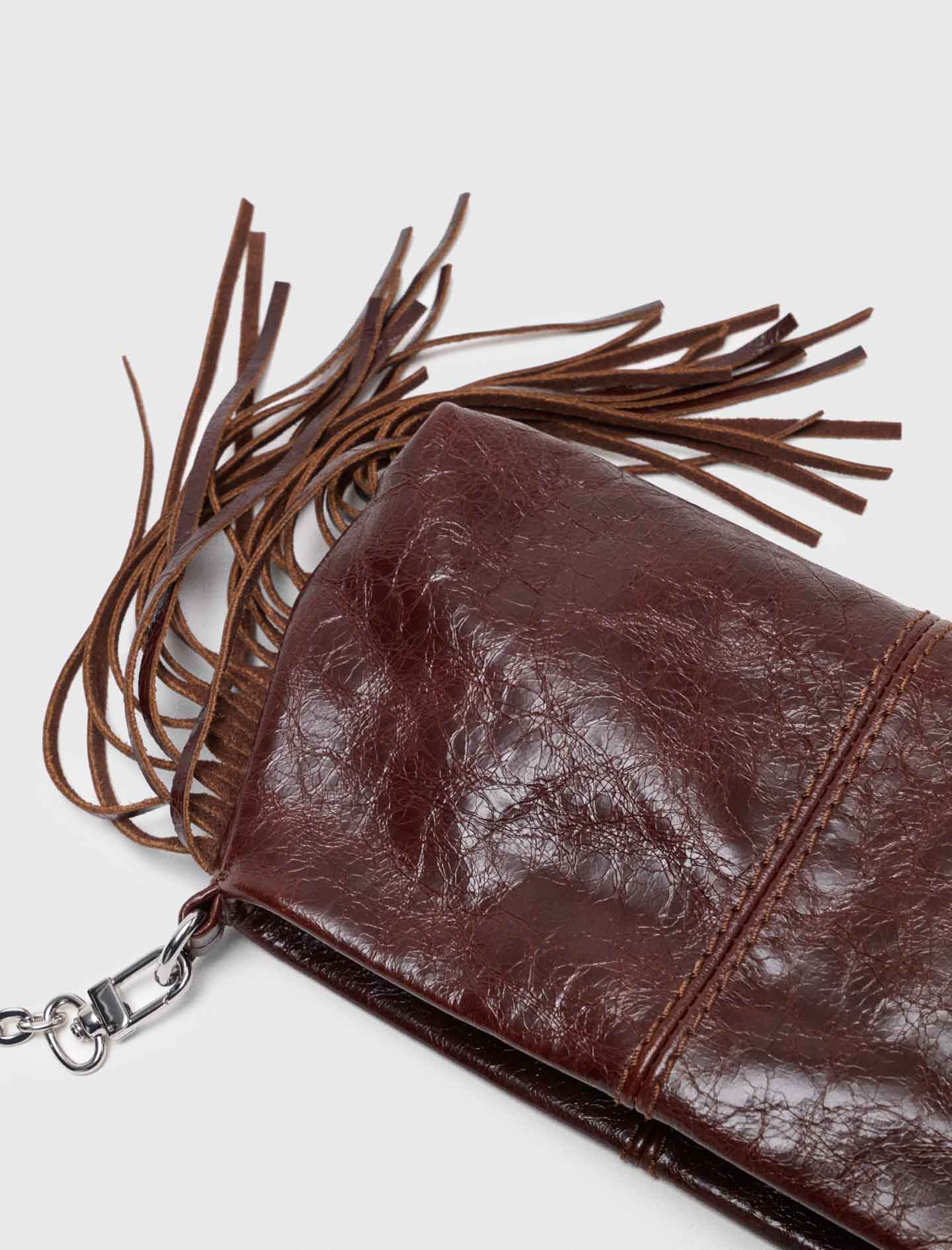 Patent leather Miss M clutch bag - Brown