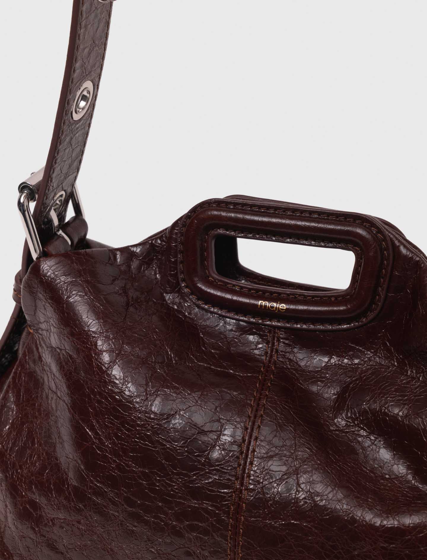 Crackled leather Miss M bag - Brown