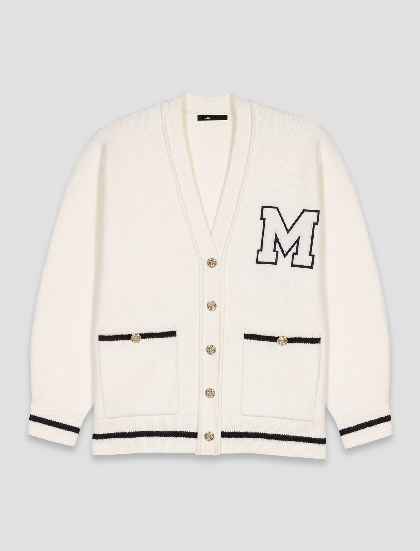 Long cardigan with embroidery - Ecru