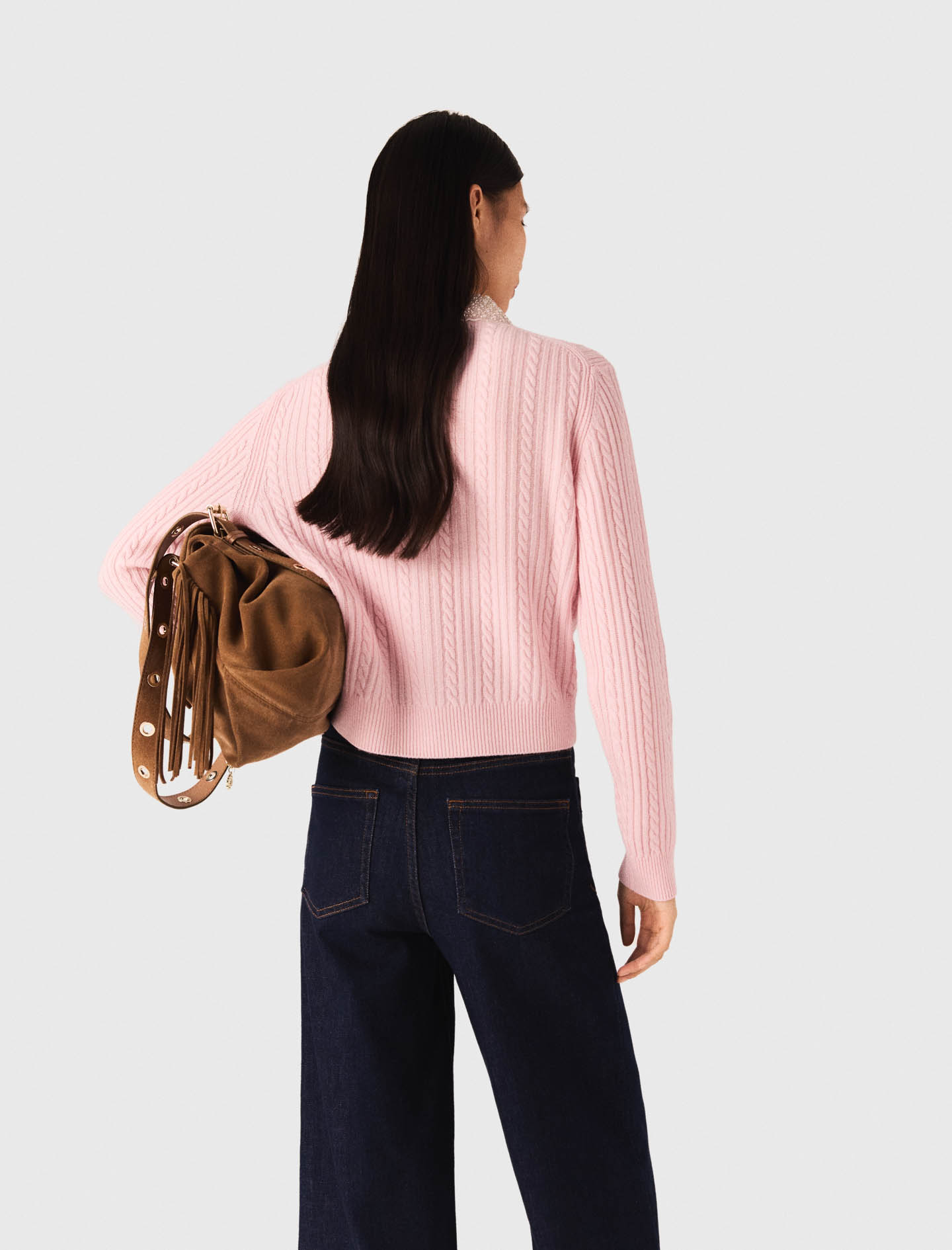 Cardigan with removable collar - Pink