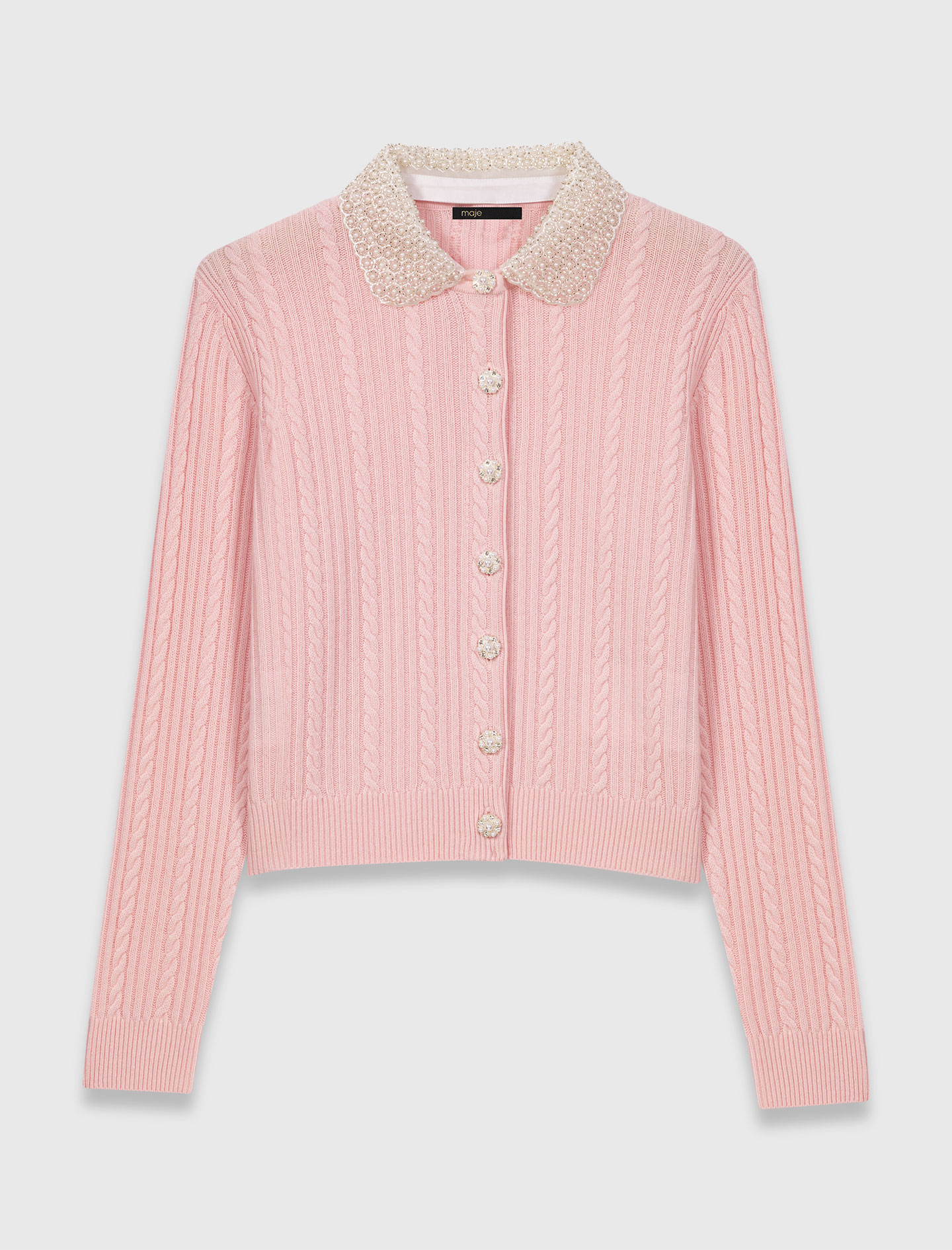 Cardigan with removable collar - Pink