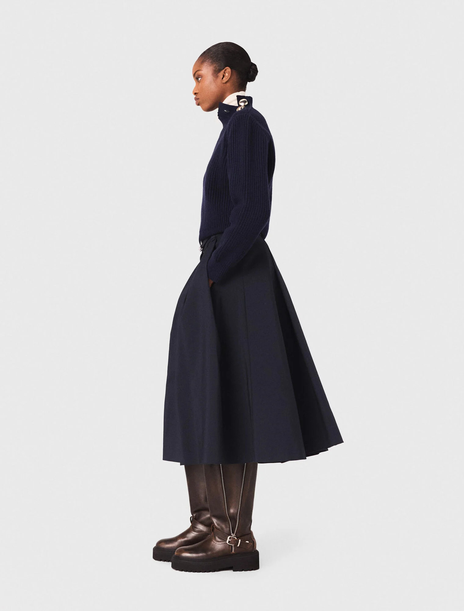 Wool roll neck jumper - Navy