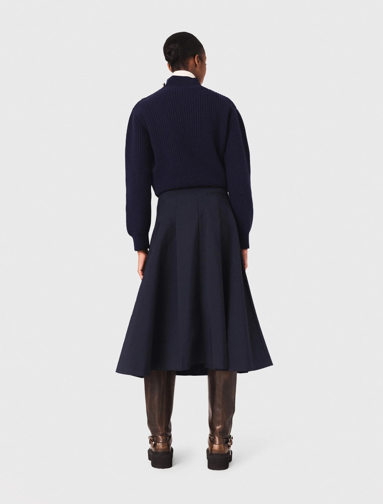Wool roll neck jumper - Navy