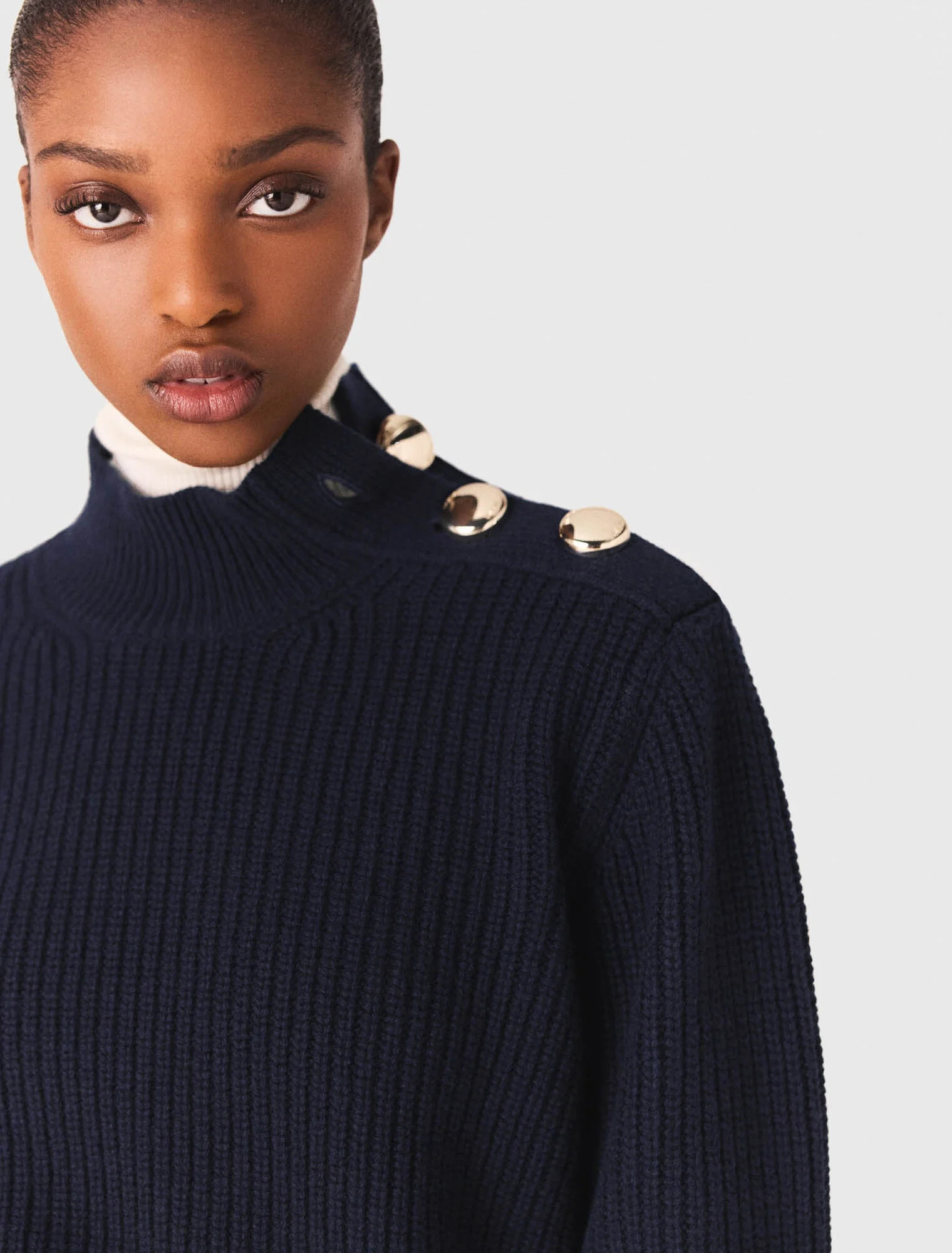 Wool roll neck jumper - Navy