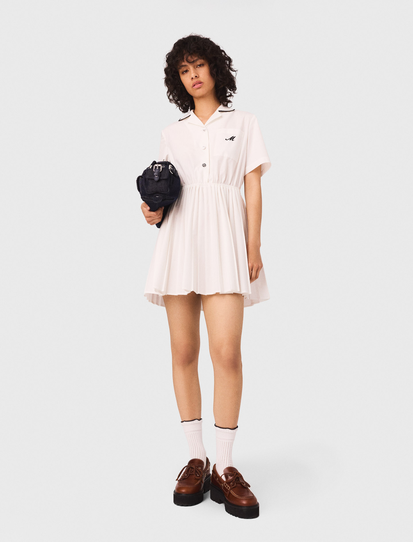 Short sleeve shirt dress - White