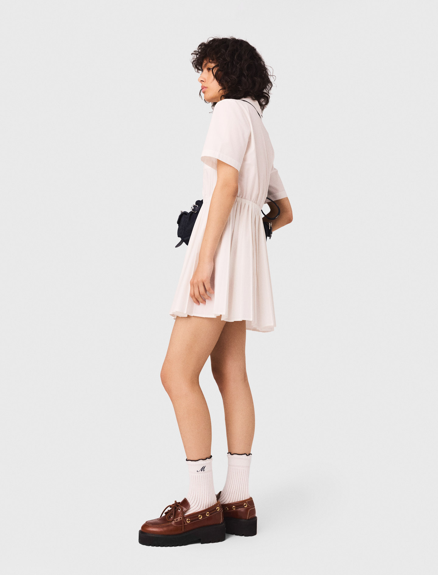 Short sleeve shirt dress - White