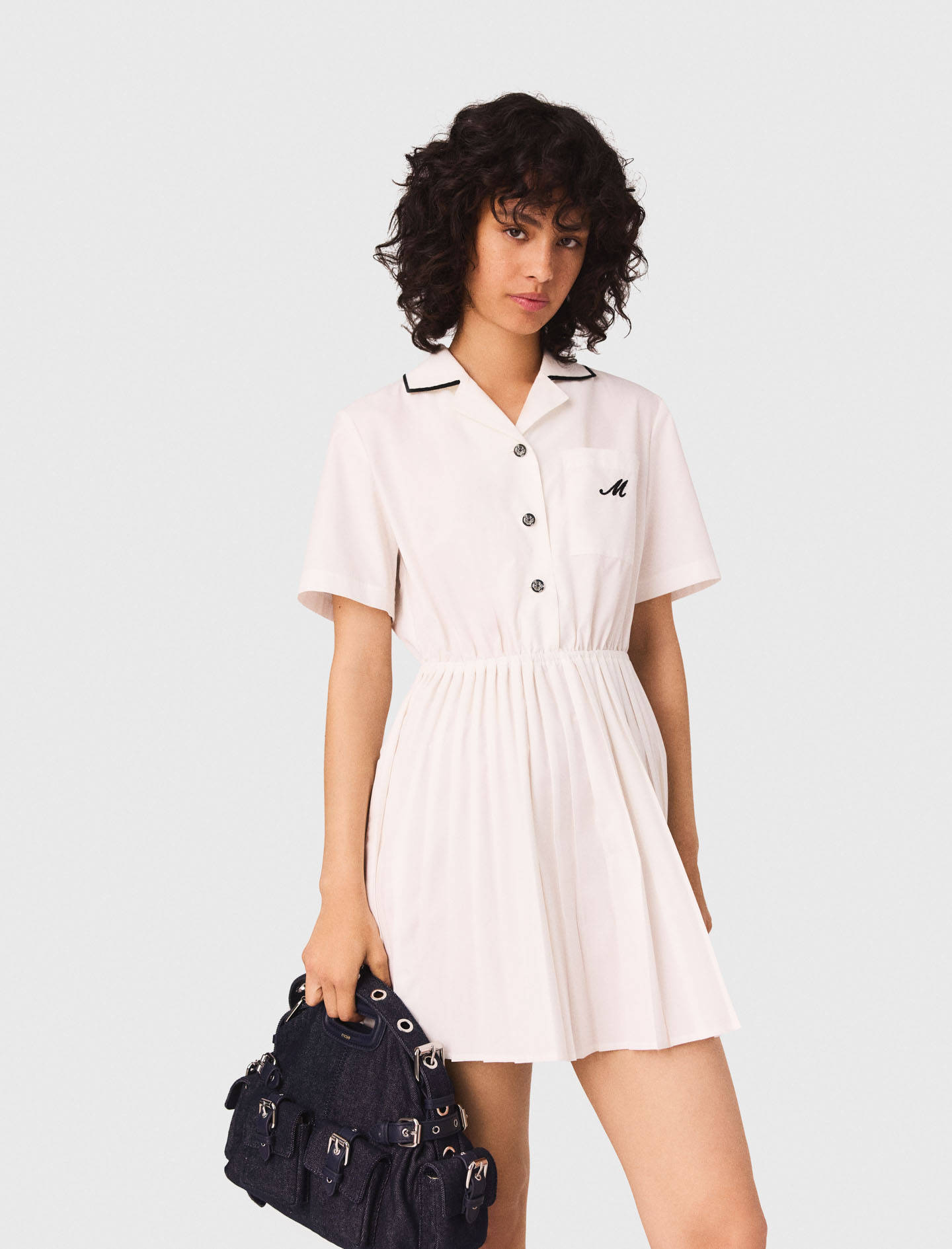 Short sleeve shirt dress - White