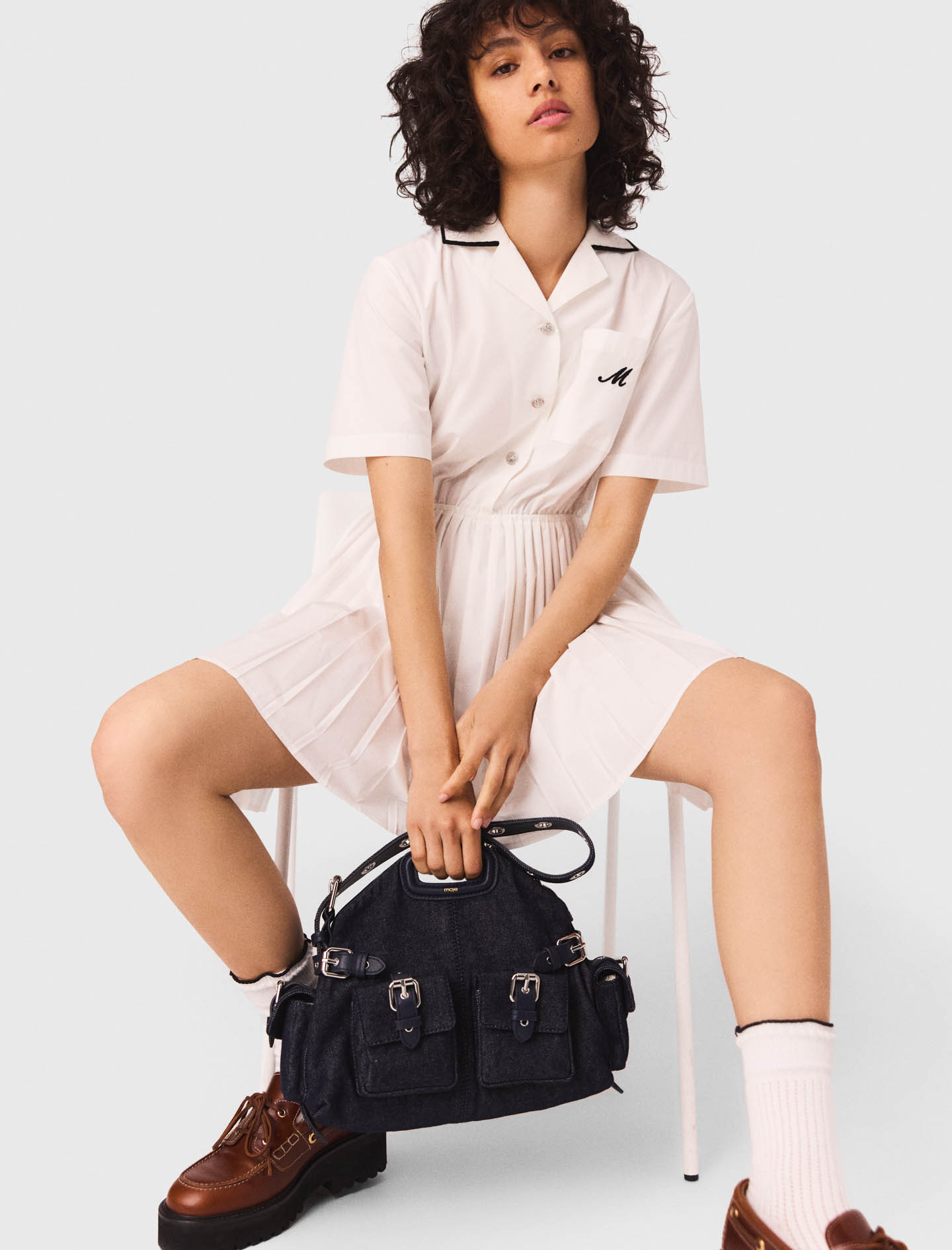 Short sleeve shirt dress - White