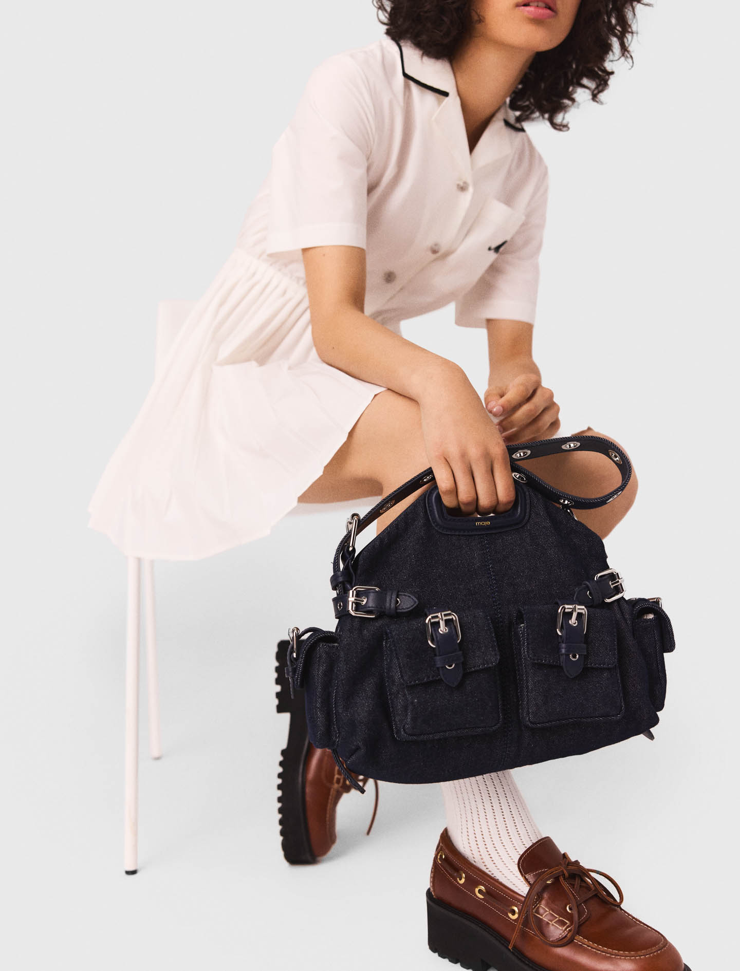 Short sleeve shirt dress - White